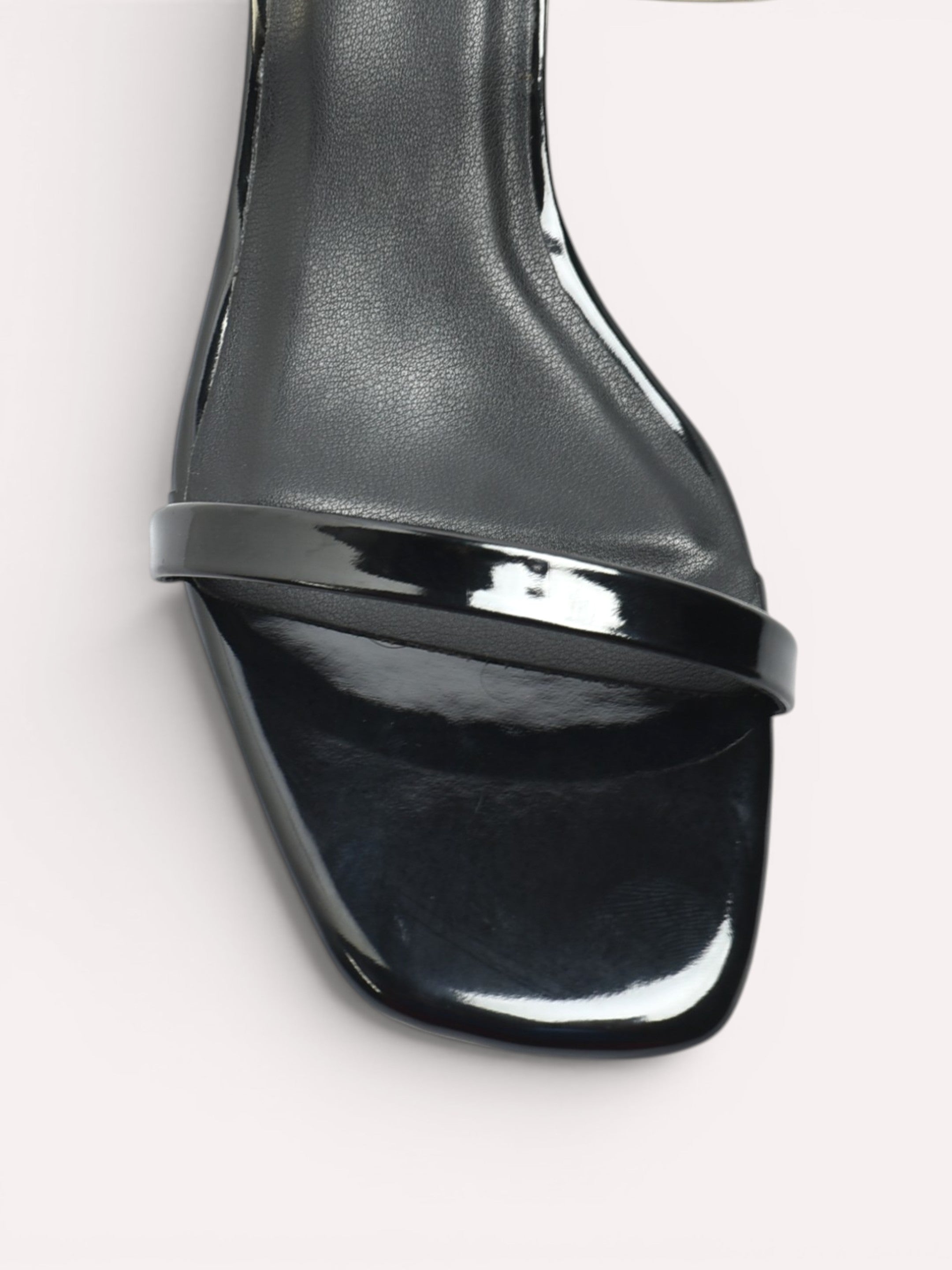 Reva Dual Strap Gold Bar Kitten Heel Mule – Black