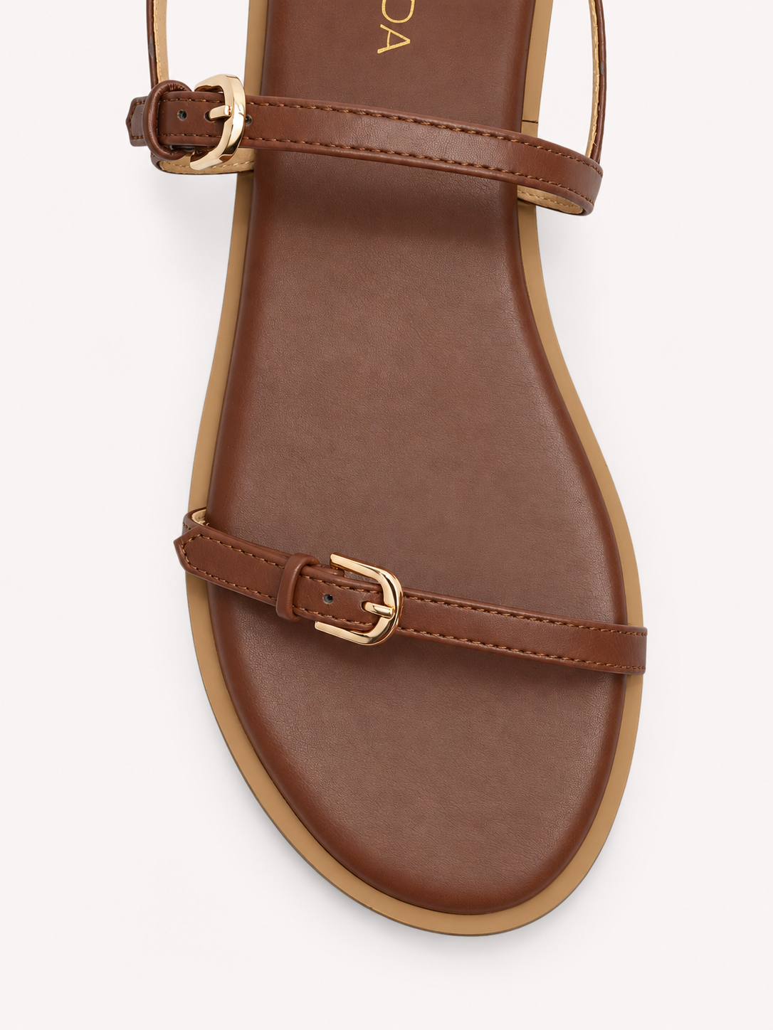 Buckled Flat Strap Sandal - Dark Brown