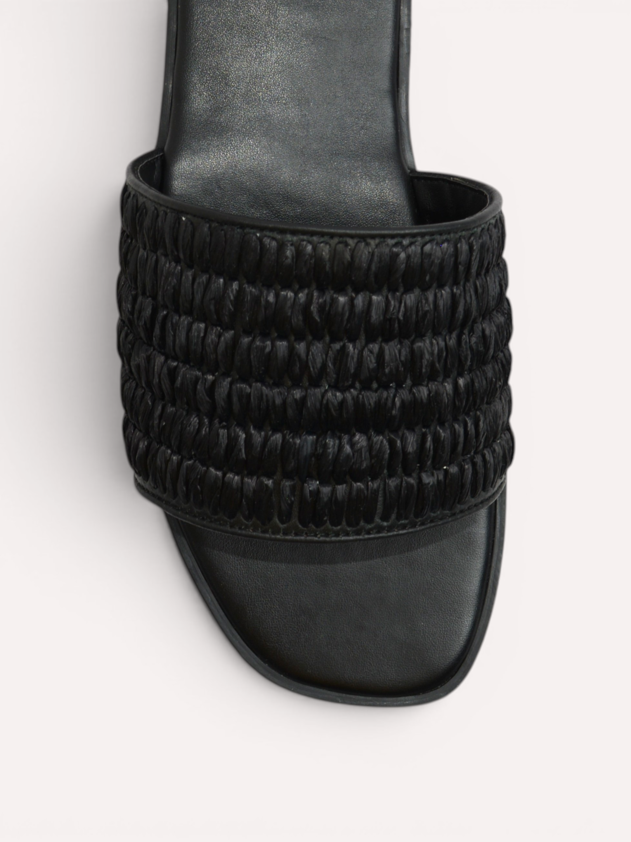 Isla Woven Wide Strap Flat Slide - Black