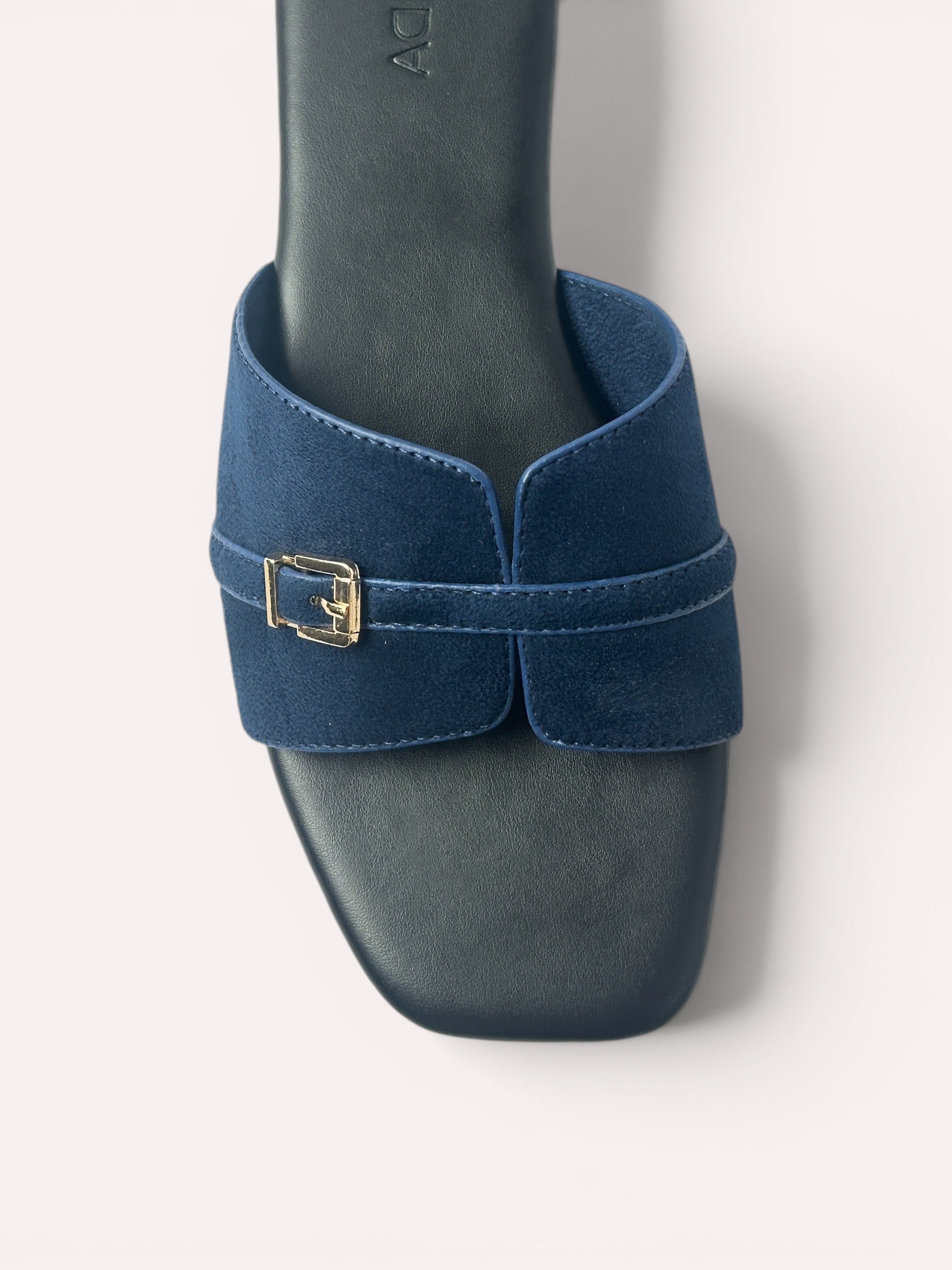 Lucia Buckle Flat Slide-Blue