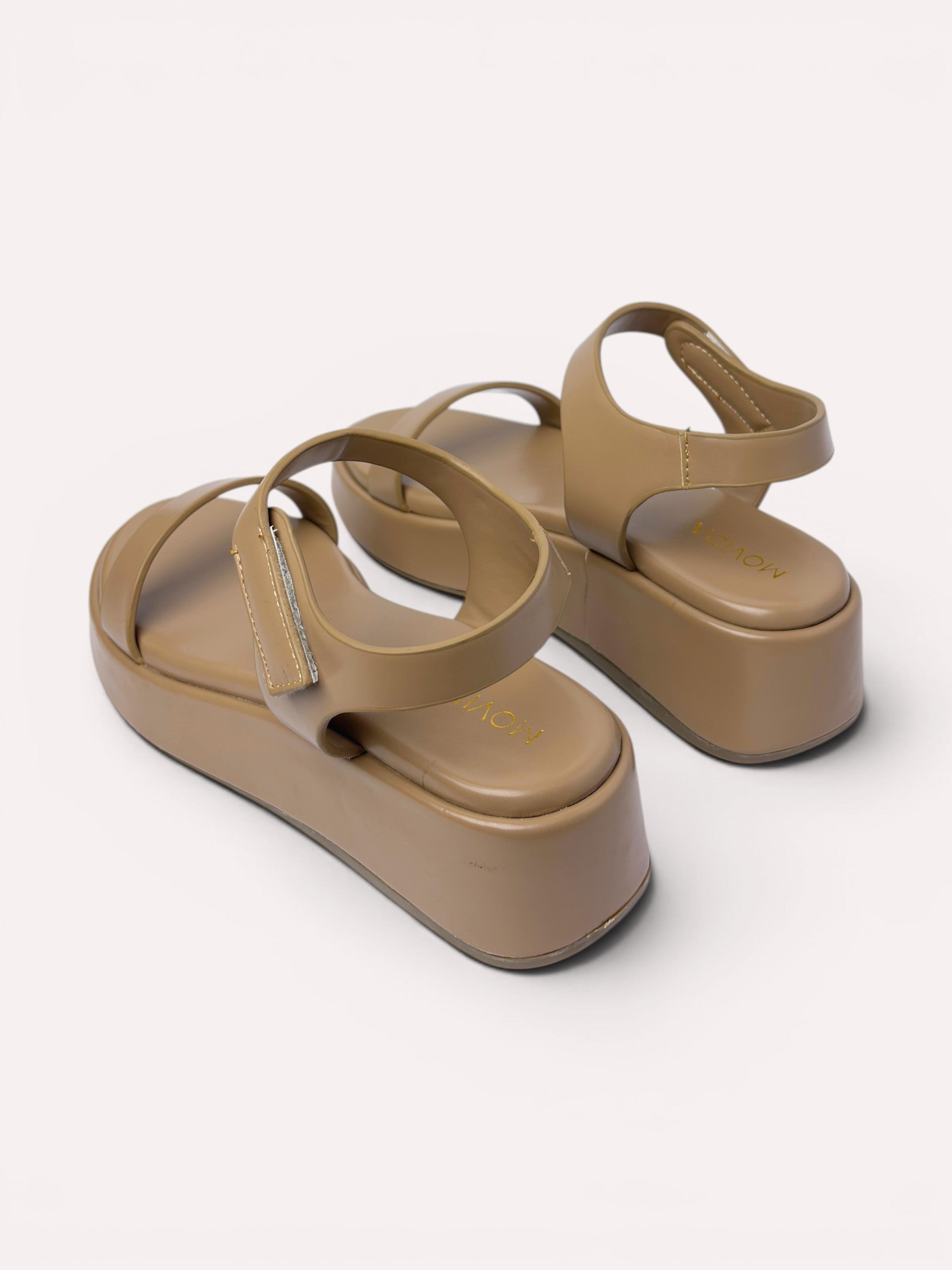 Sage Velcro Strap Flatform Sandal - Taupe