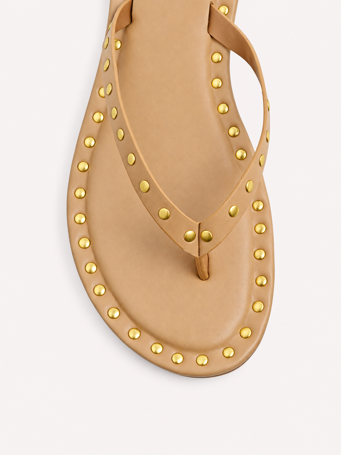 Flat V Straps Strap with Studs Sandal - Light Tan