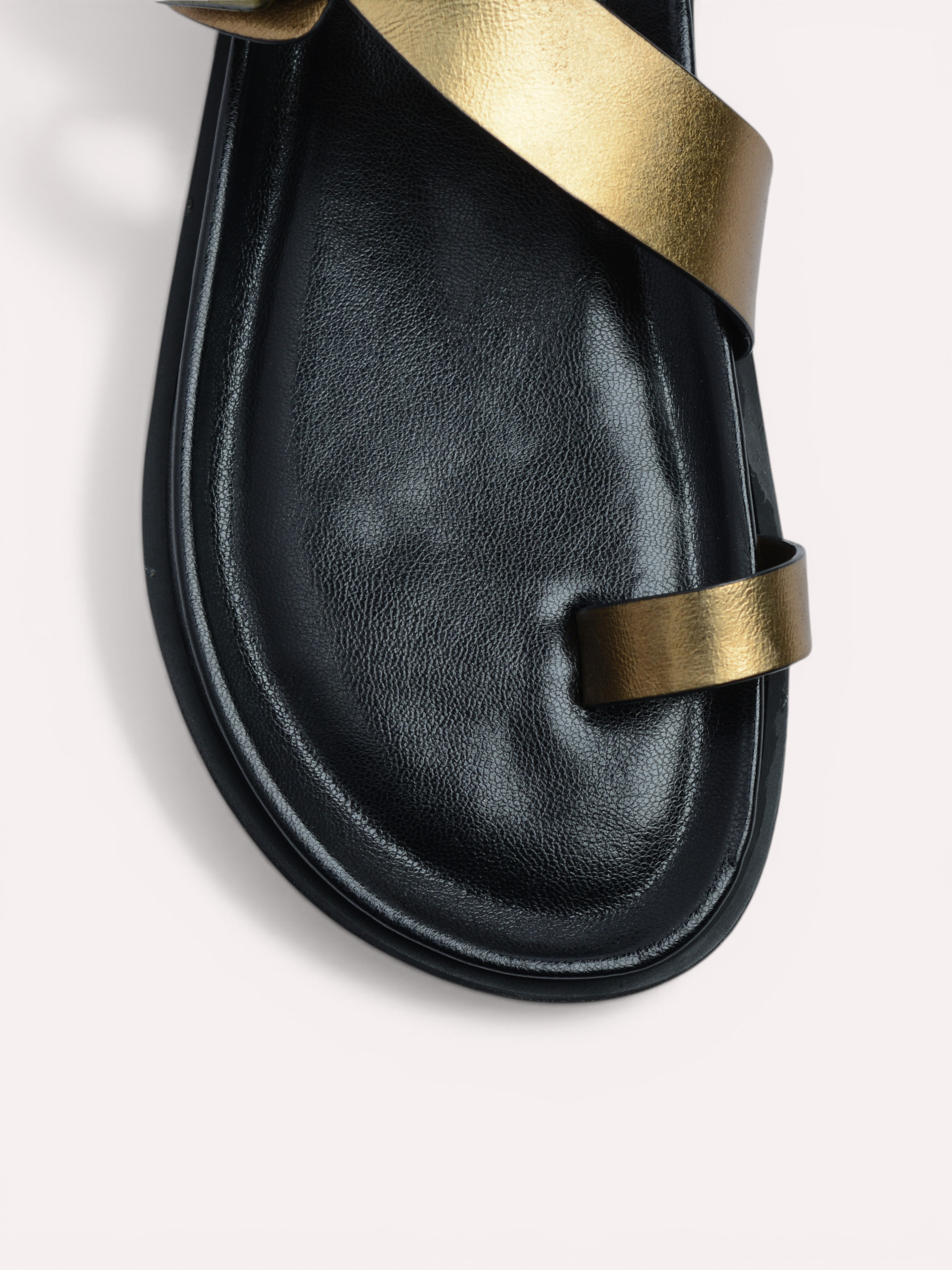 Flat Toe Ring With Cross Strap Sandal - Copper