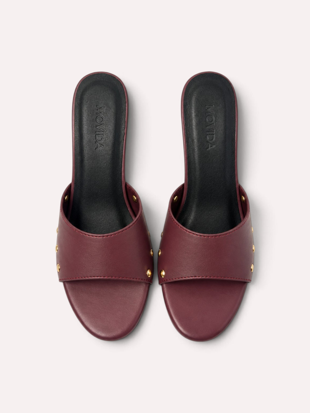 Rocco Gold-Stud Wide-Band Stiletto Mule – Wine