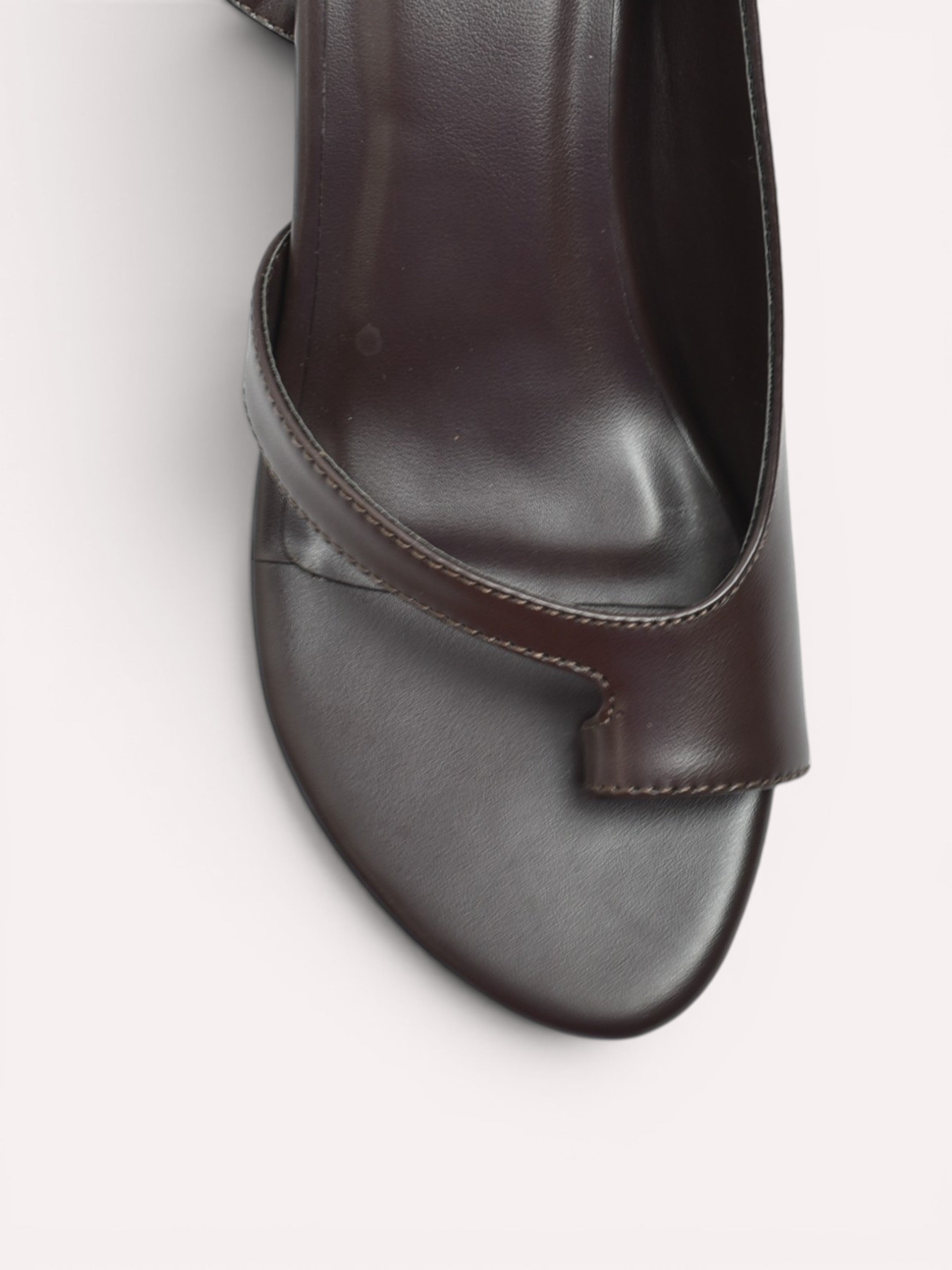 Vera Thong Strap Cone Heel Slingback –Brown