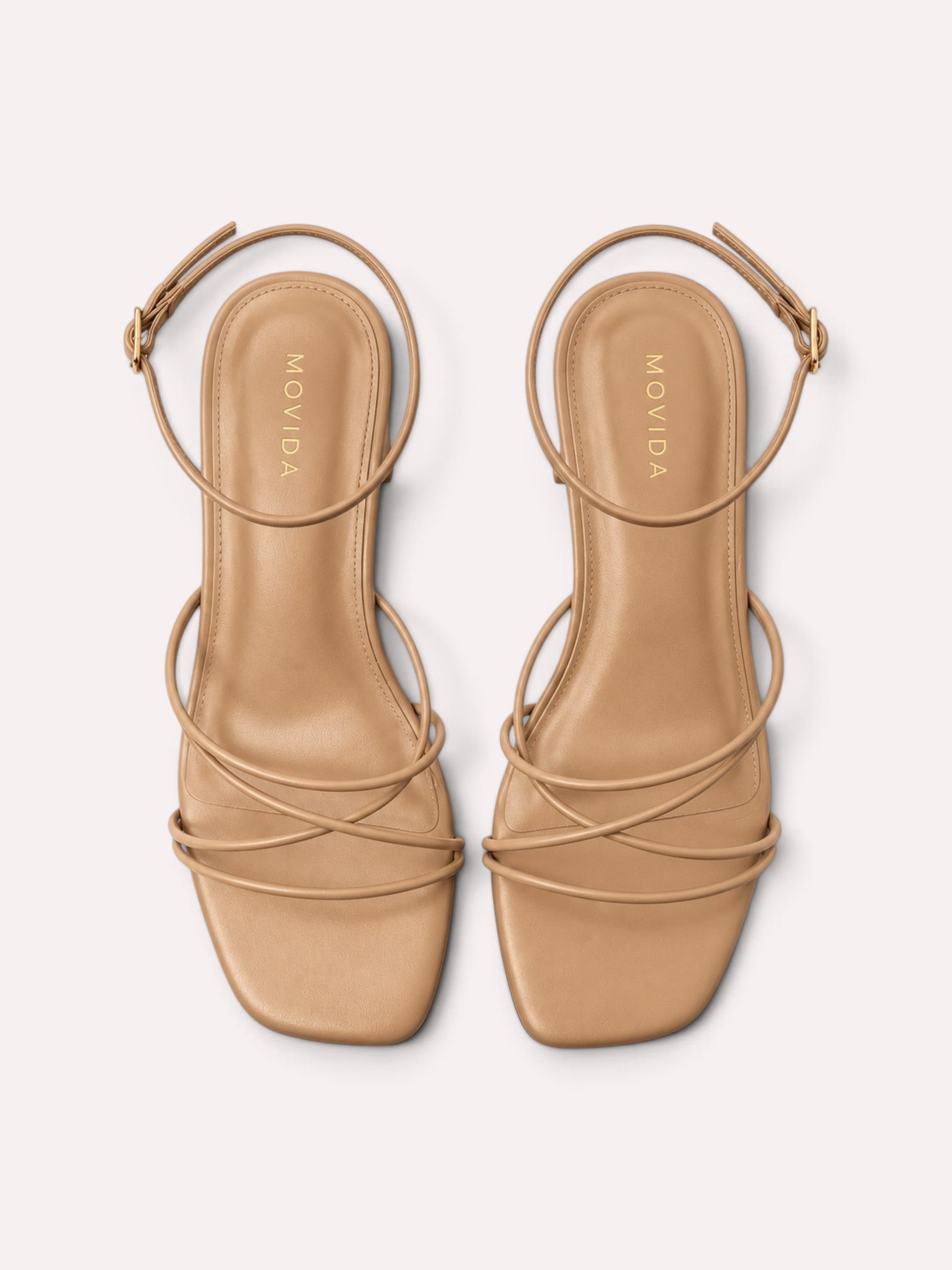Solana Cross-Strap Flared Block Heel Sandal – Warm Beige