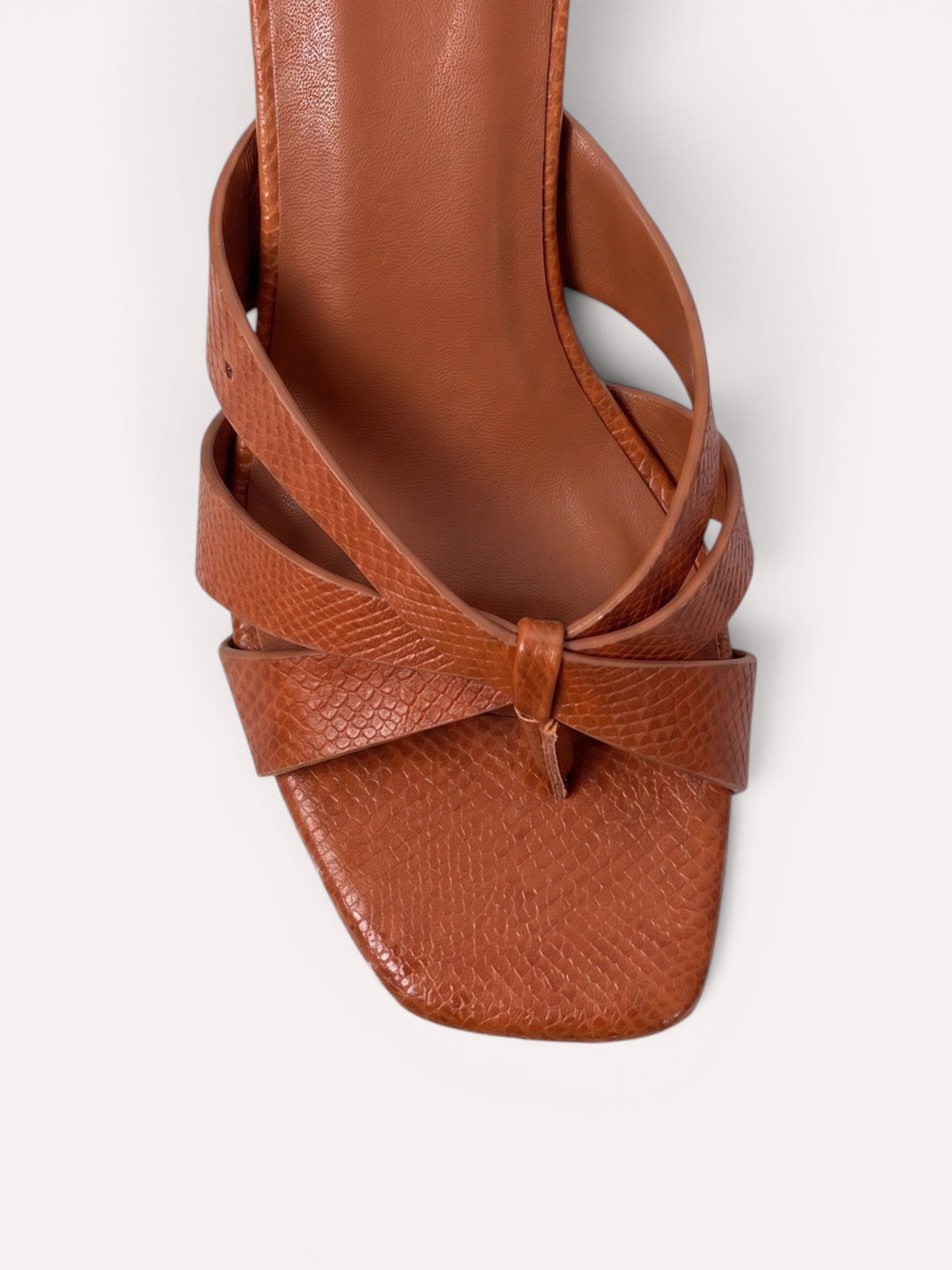 Dune Criss-Cross Spool Kitten Heel Mule – Dark Tan