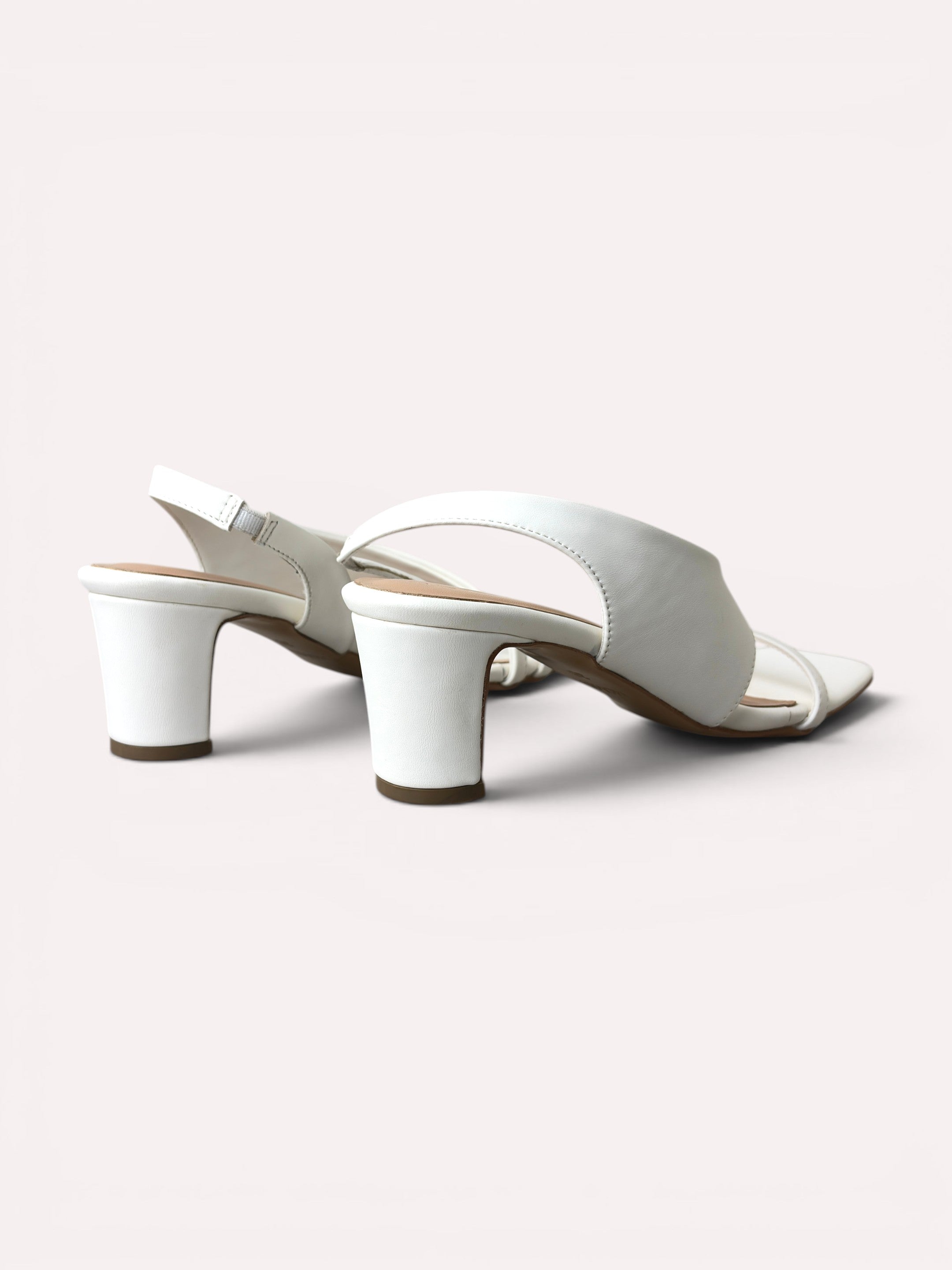 Bianca Cross Strap Cylinder Heel Slingback – White
