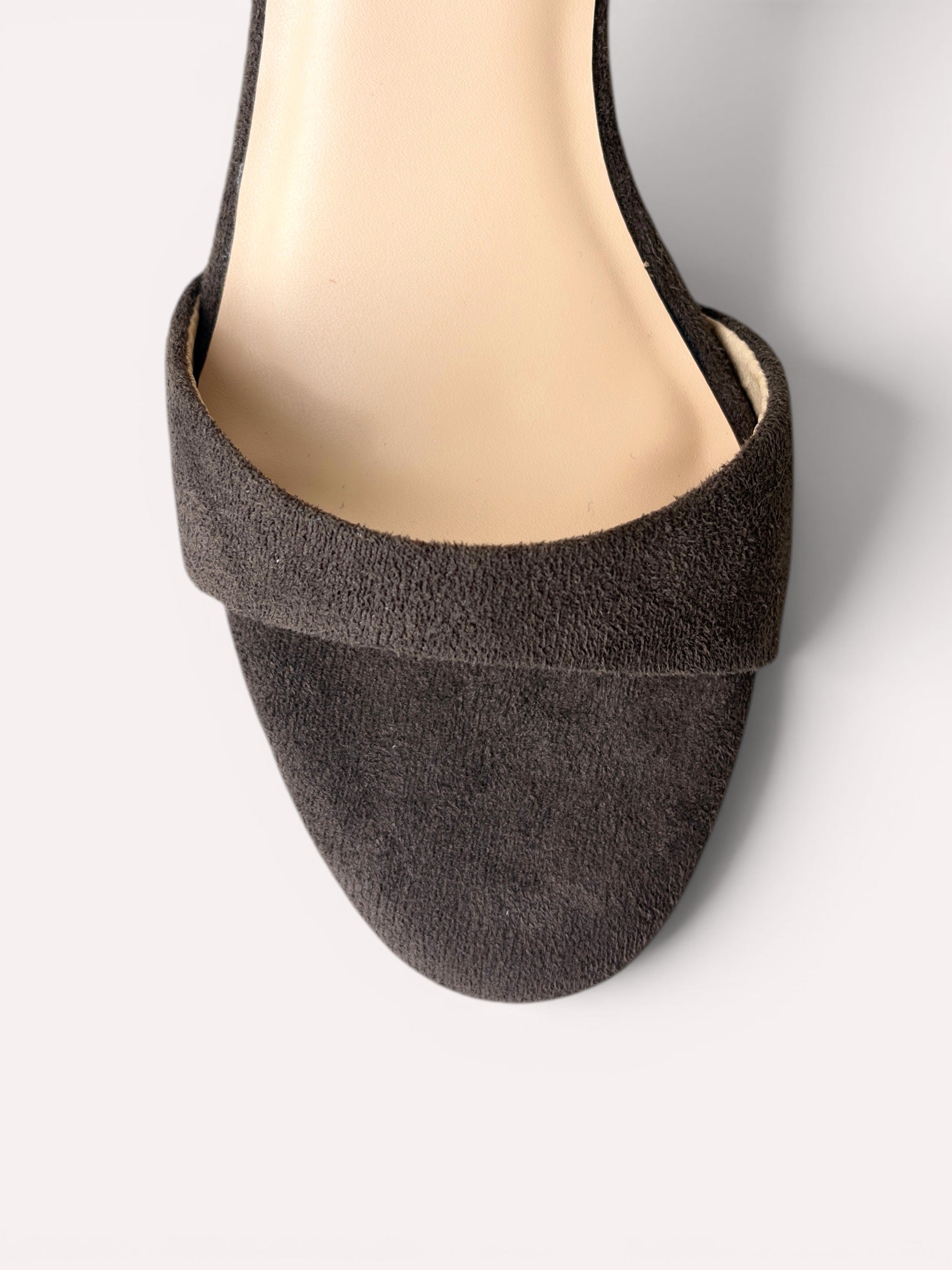 Rosette Suede Single Strap Kitten Heel Mule – Coffee Brown