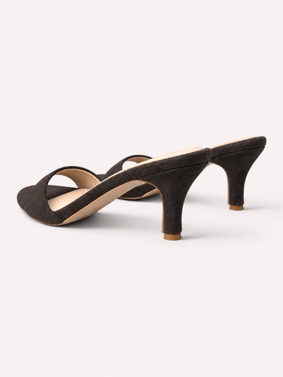 Rosette Suede Single Strap Kitten Heel Mule – Coffee Brown