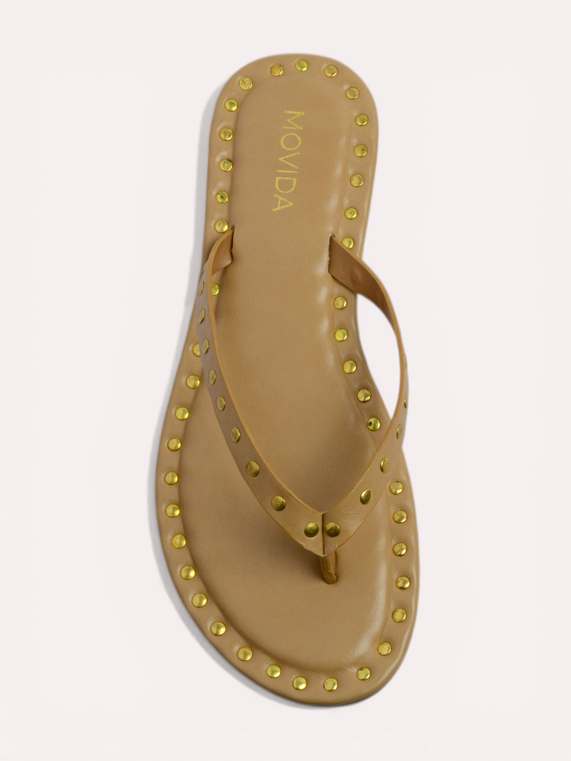 Flat V Straps Strap with Studs Sandal - Light Tan