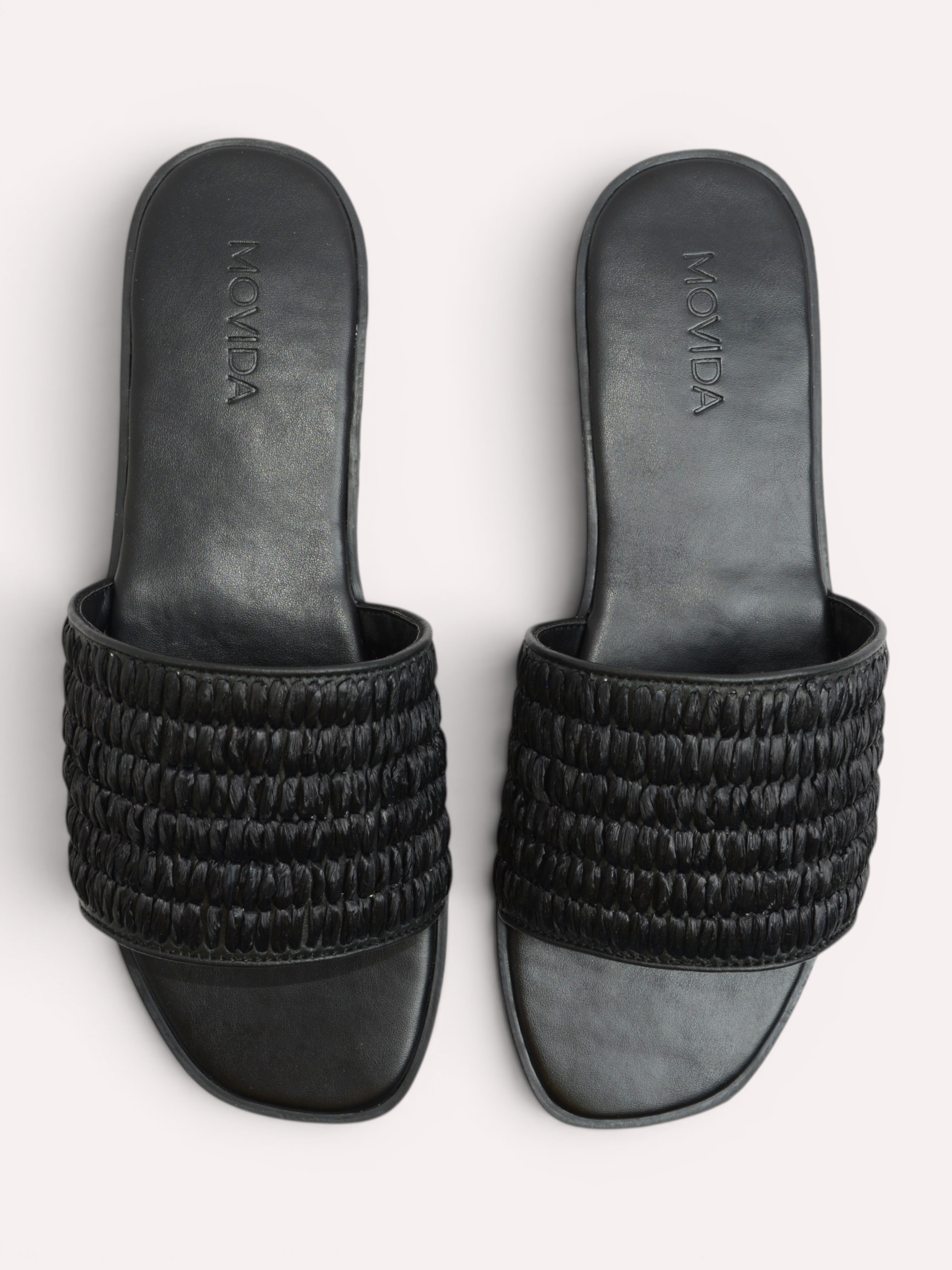 Isla Woven Wide Strap Flat Slide - Black