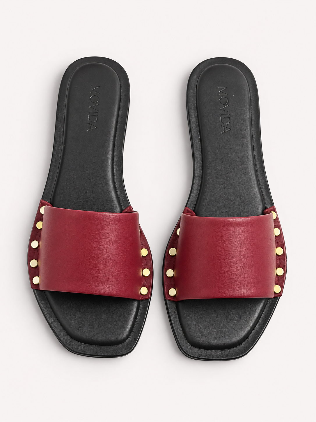 Kira Stud Flat Slide – Maroon