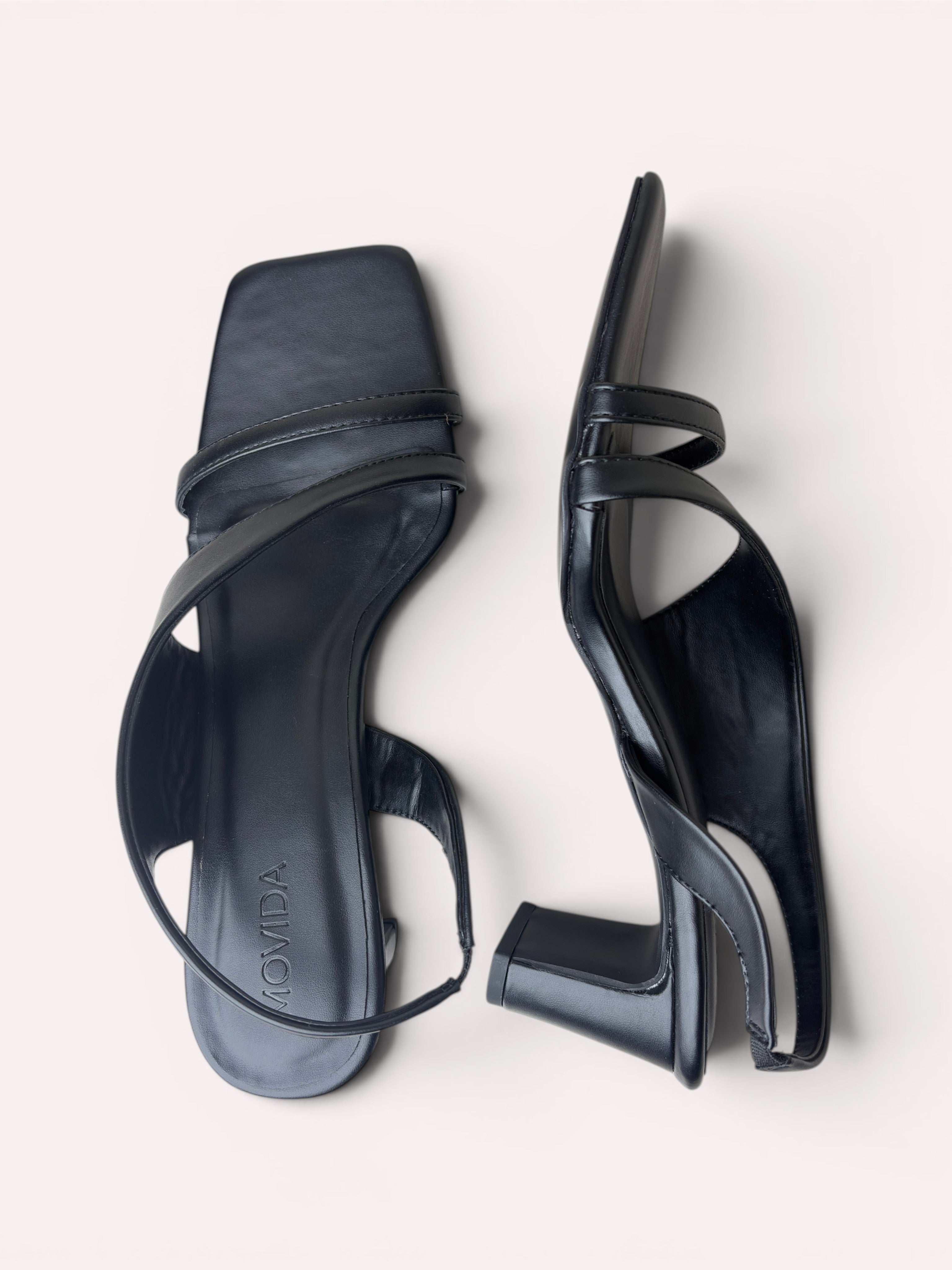 Bianca Cross Strap Cylinder Heel Slingback – Black