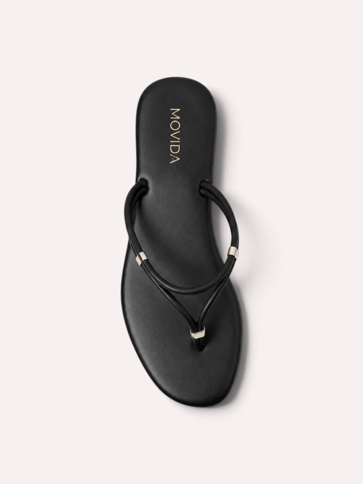 Lino Silver-Trim Dual-Strap Toe-Ring Flat Sandal – Black