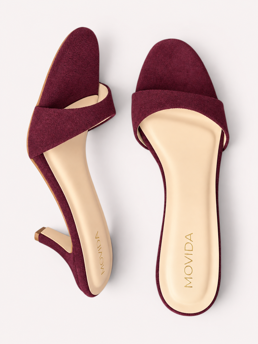 Rosette Suede Single Strap Kitten Heel Mule – Maroon
