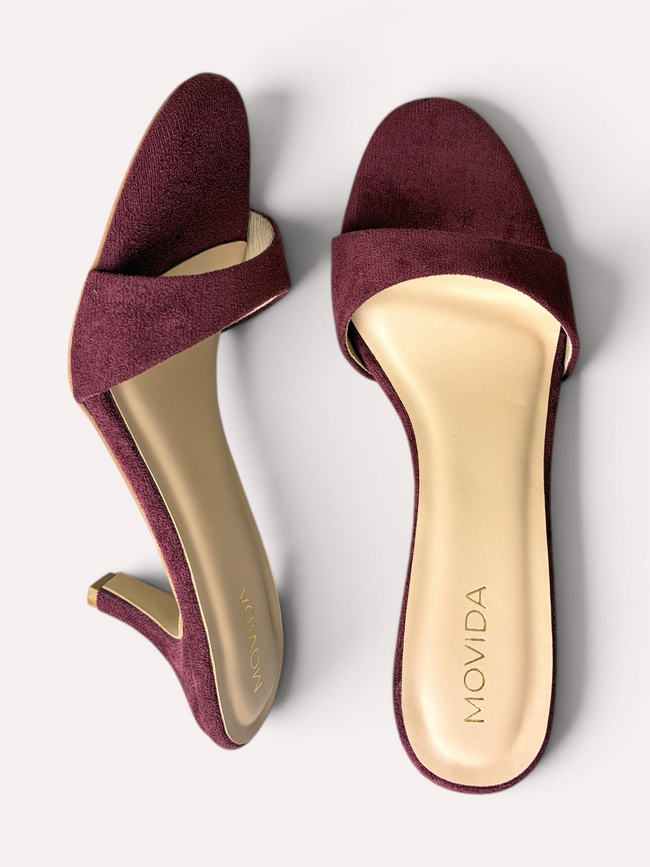 Rosette Suede Single Strap Kitten Heel Mule – Maroon