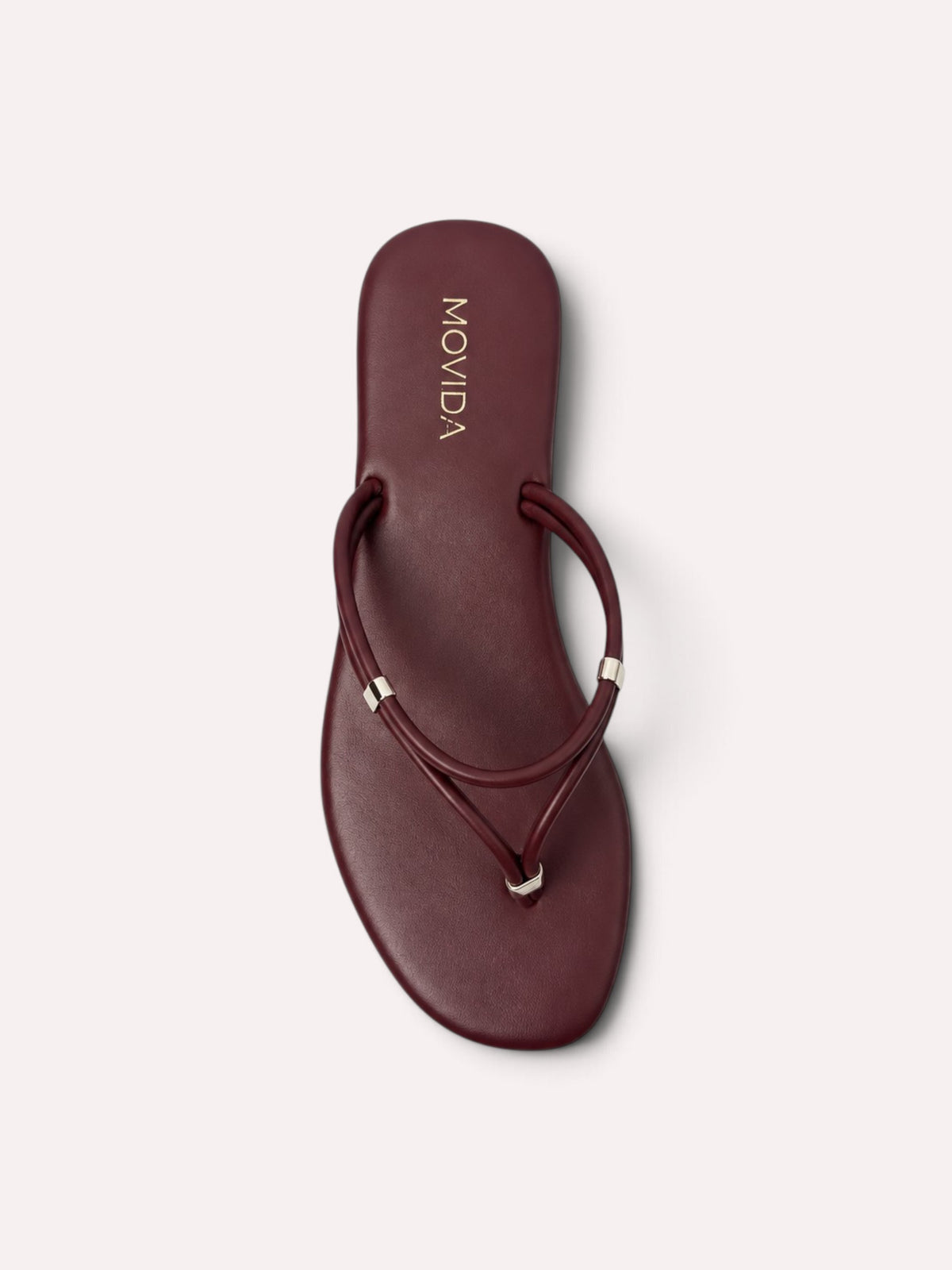 Lino Silver-Trim Dual-Strap Toe-Ring Flat Sandal – Wine