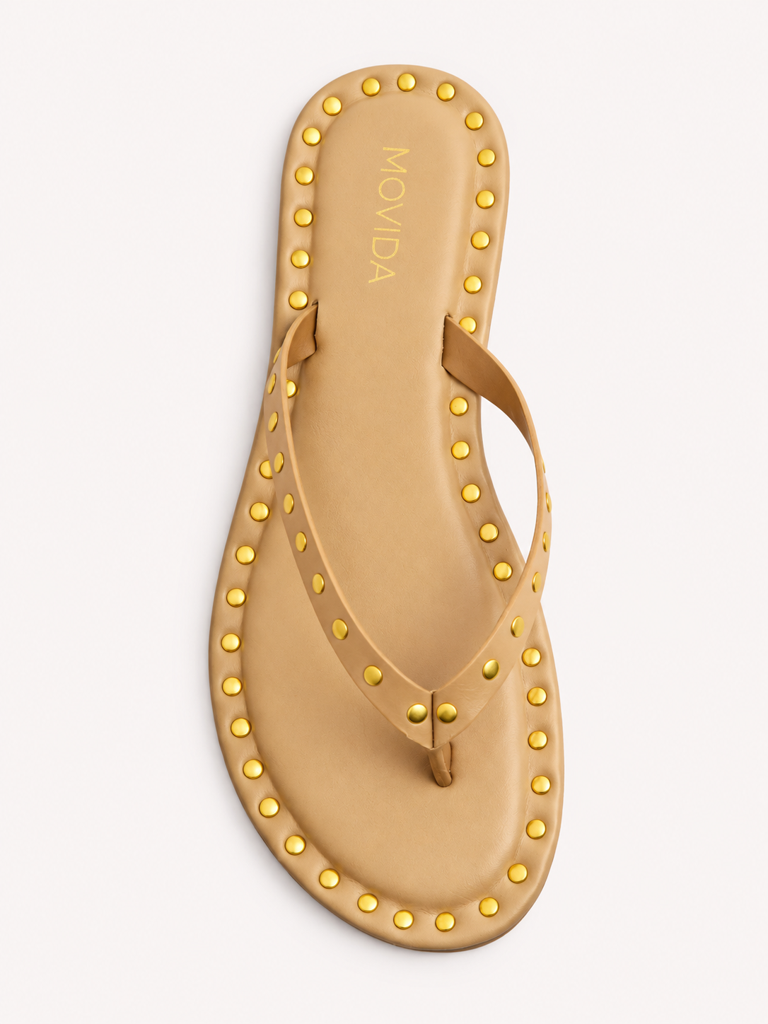 Flat V Straps Strap with Studs Sandal - Light Tan