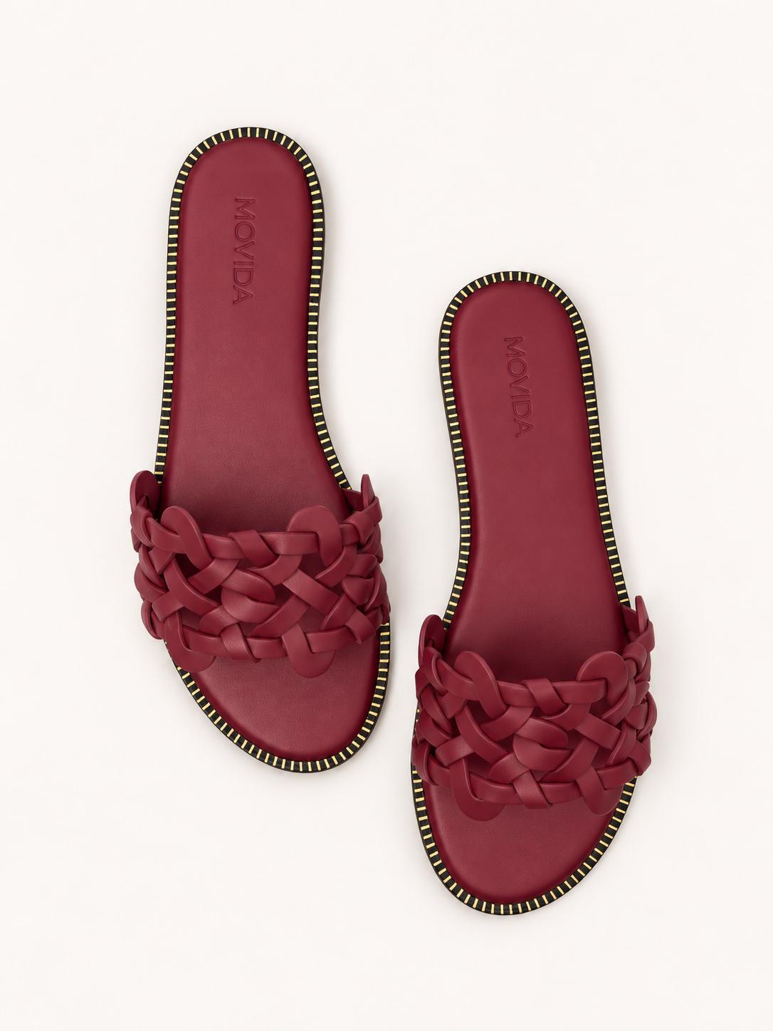 Tresse Braided Flat Slide – Wine