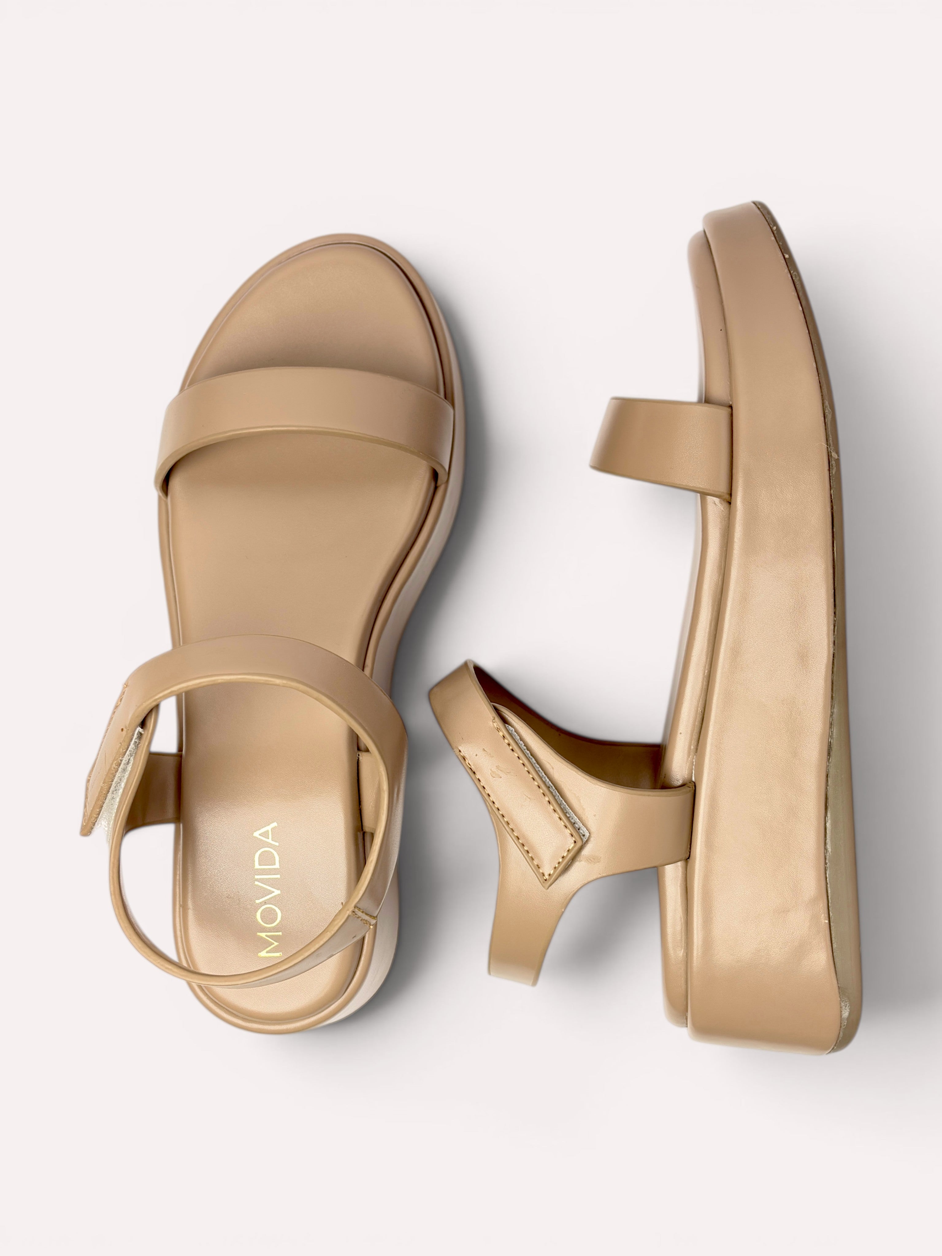 Sage Velcro Strap Flatform Sandal - Taupe