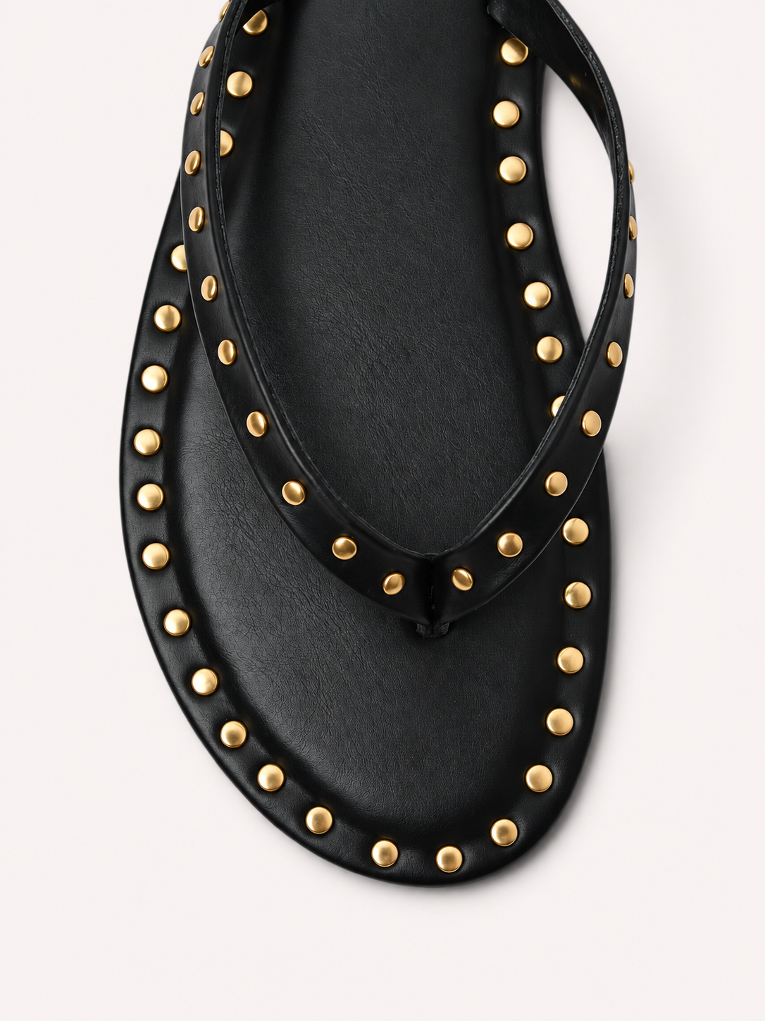 Flat V Straps Strap with Studs Sandal - Black