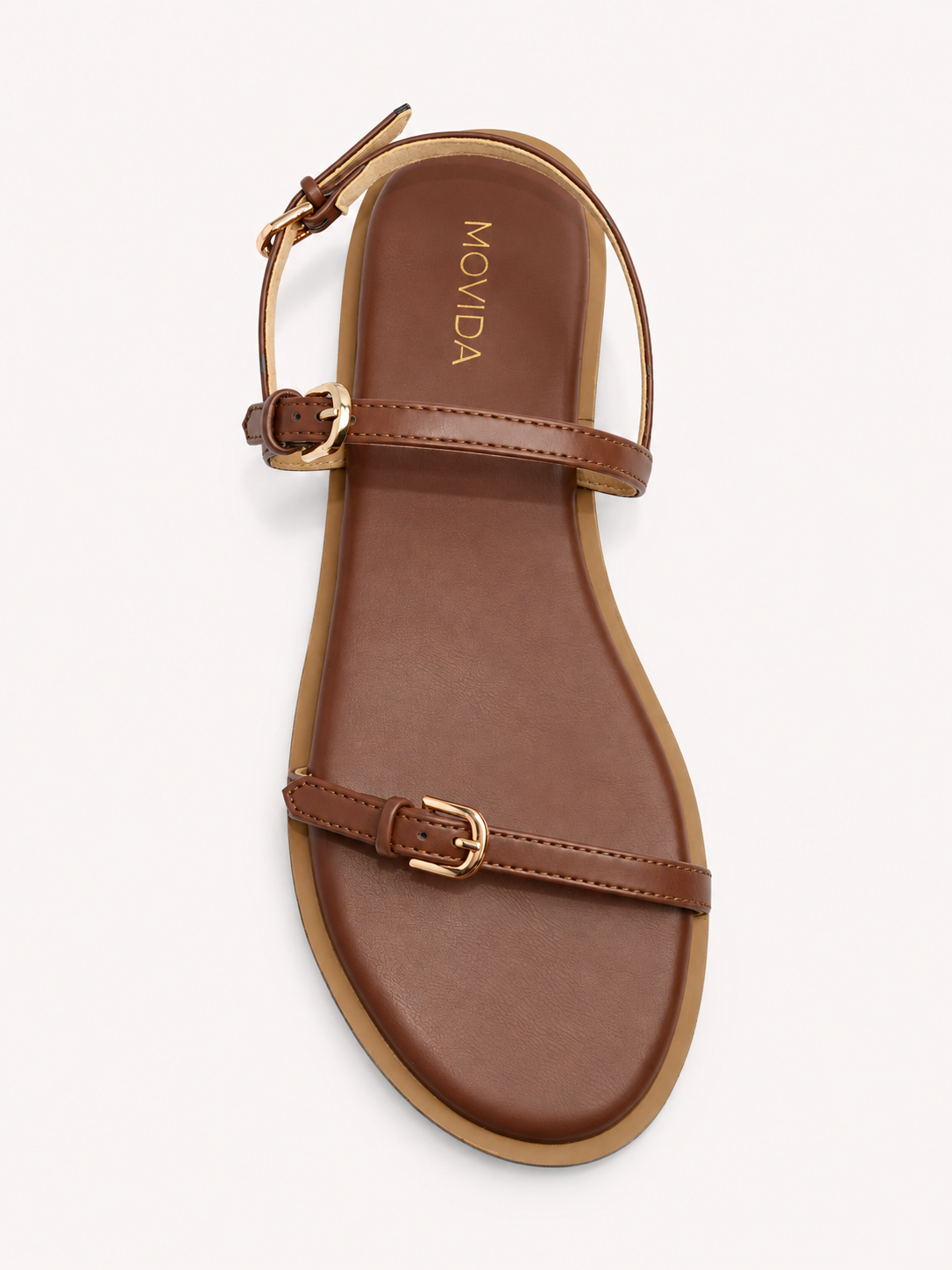 Buckled Flat Strap Sandal - Dark Brown