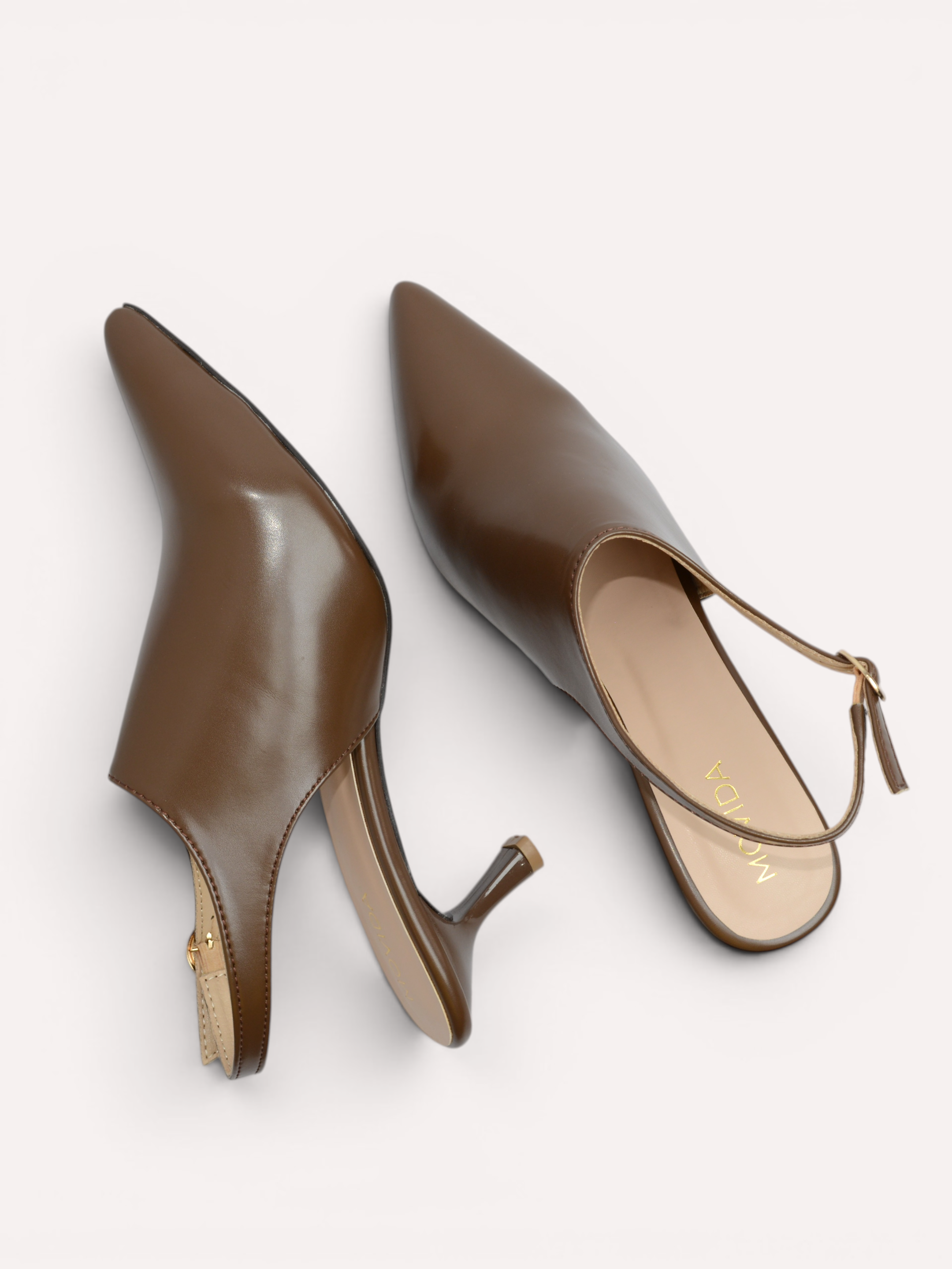 Celeste Kitten Heel Slingback –  Brown