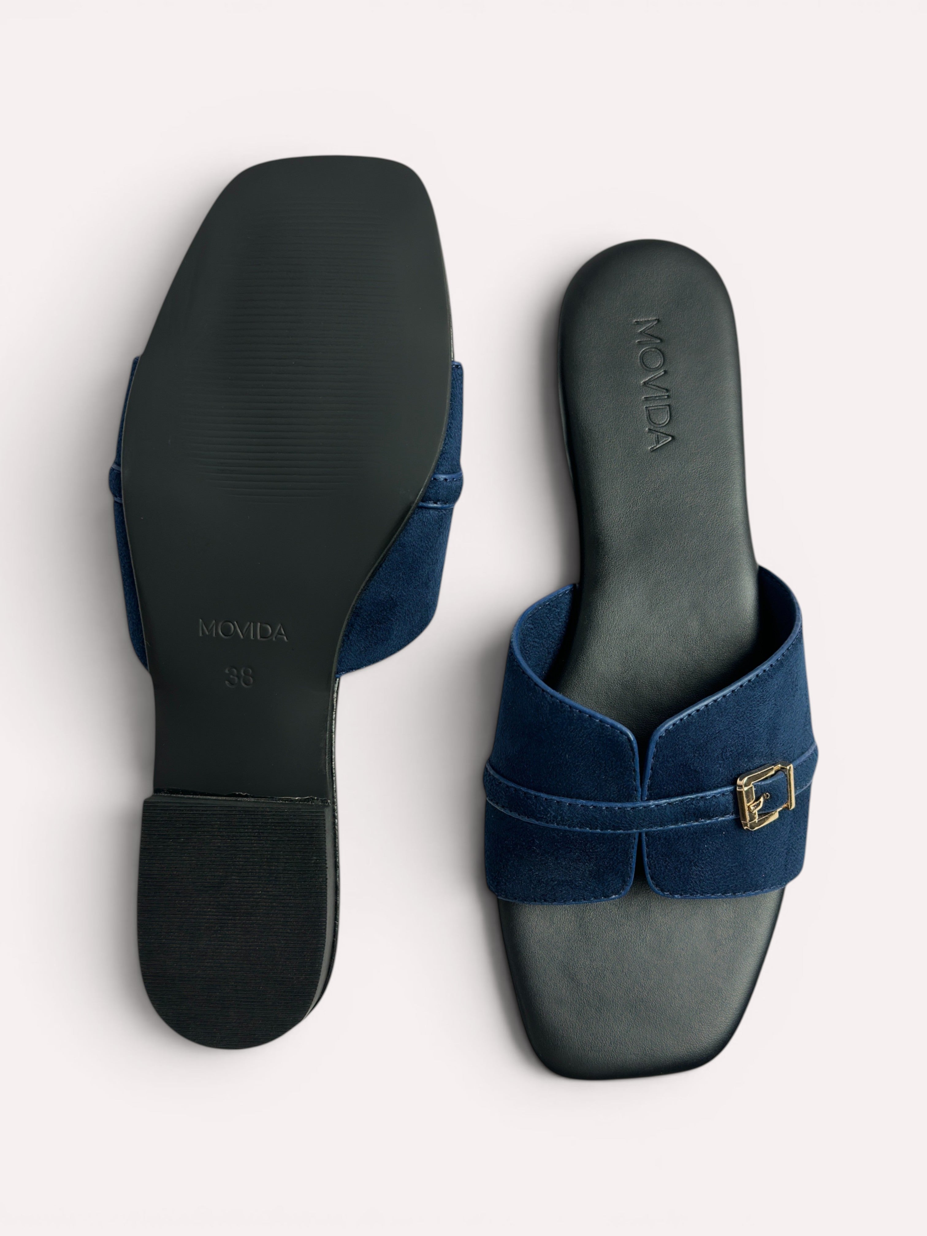 Lucia Buckle Flat Slide-Blue