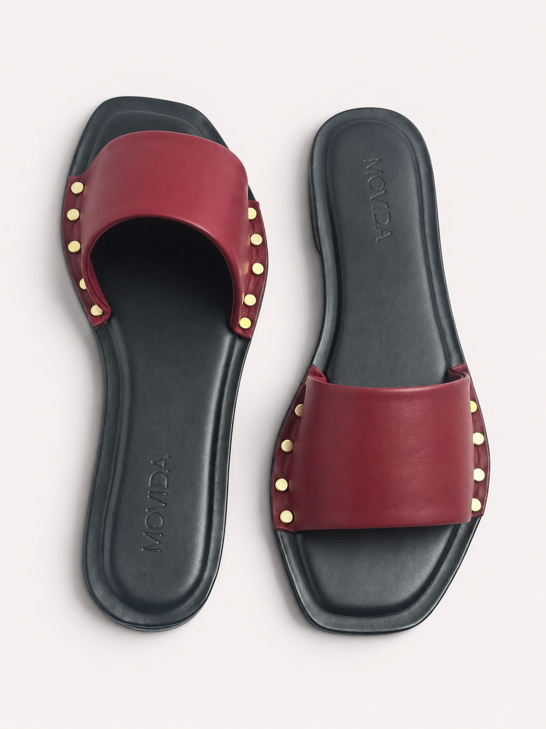 Kira Stud Flat Slide – Maroon