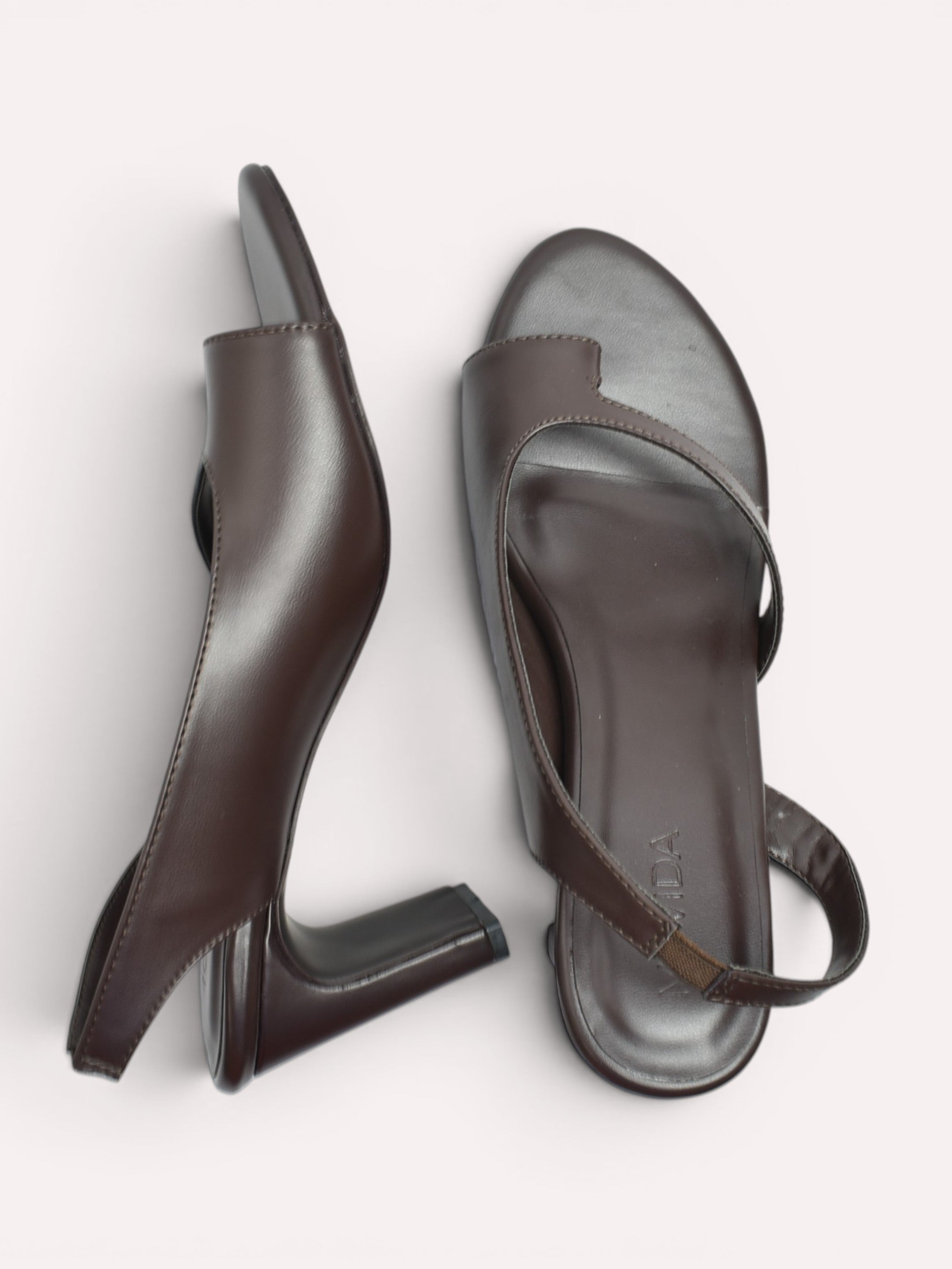 Vera Thong Strap Cone Heel Slingback –Brown