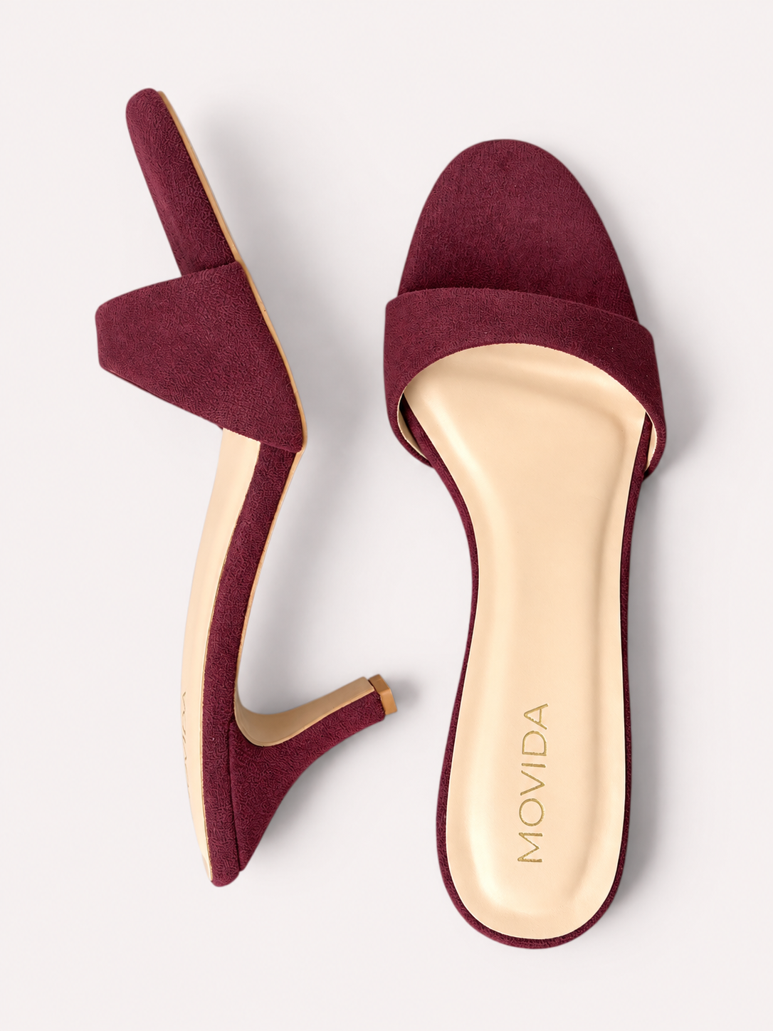Rosette Suede Single Strap Kitten Heel Mule – Maroon