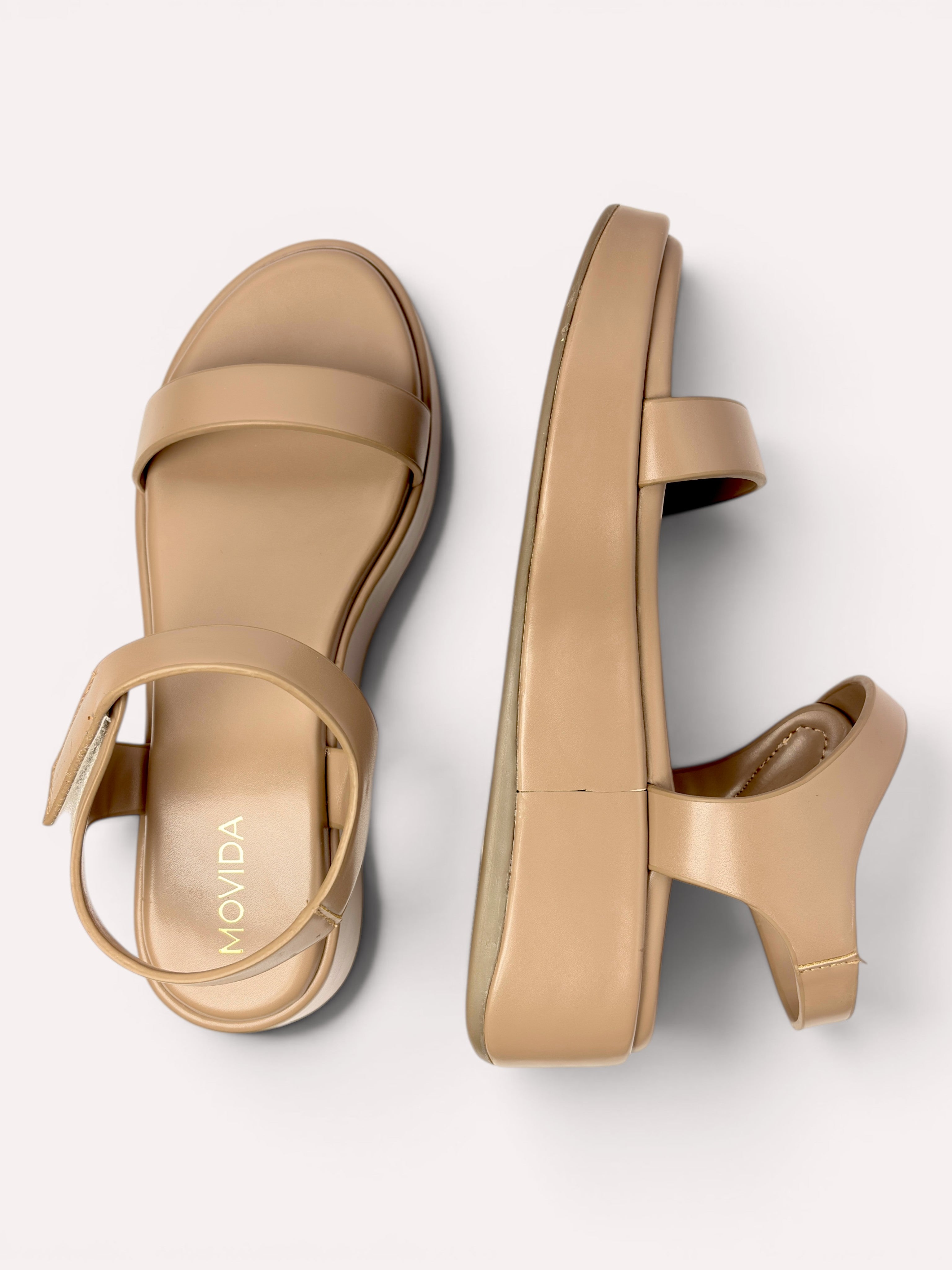 Sage Velcro Strap Flatform Sandal - Taupe