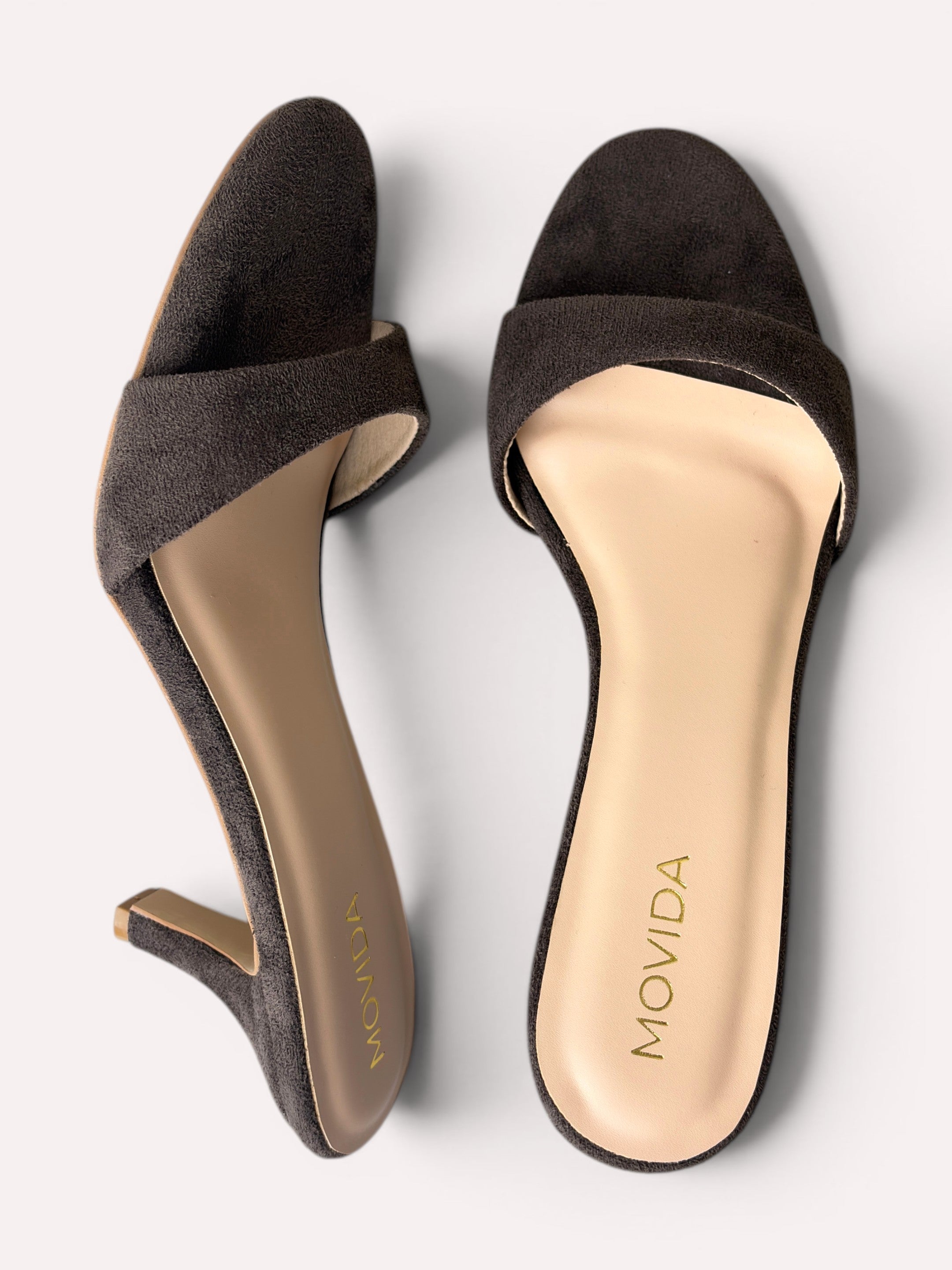 Rosette Suede Single Strap Kitten Heel Mule – Coffee Brown