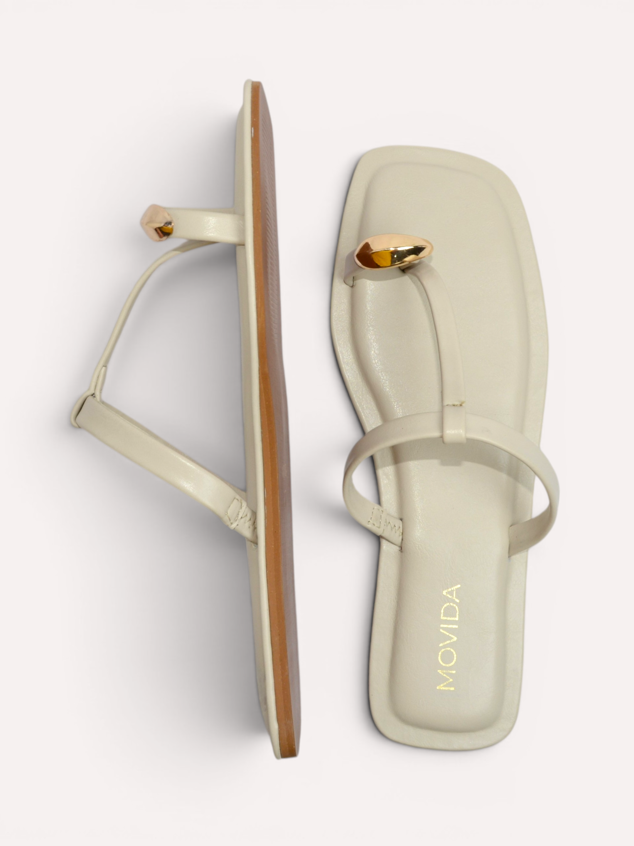 Sable Gold Shell T-Bar  Thong Sandal – Cool Grey