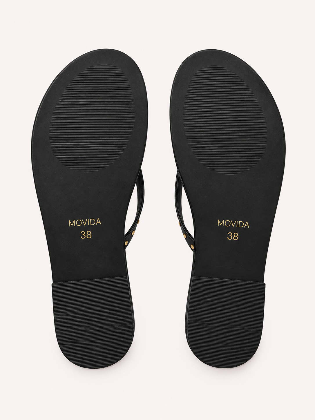 Flat V Straps Strap with Studs Sandal - Black