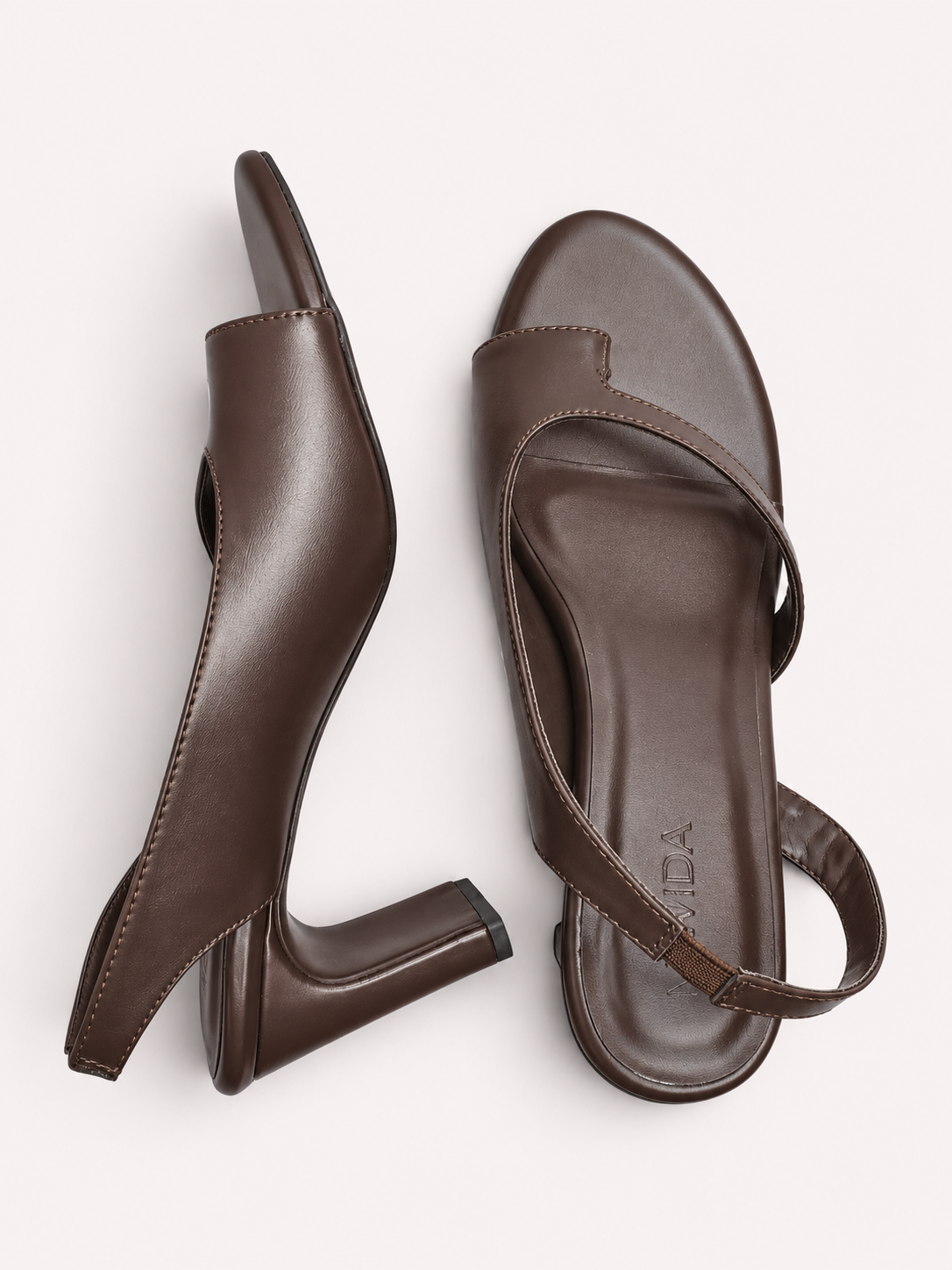 Vera Thong Strap Cone Heel Slingback –Brown