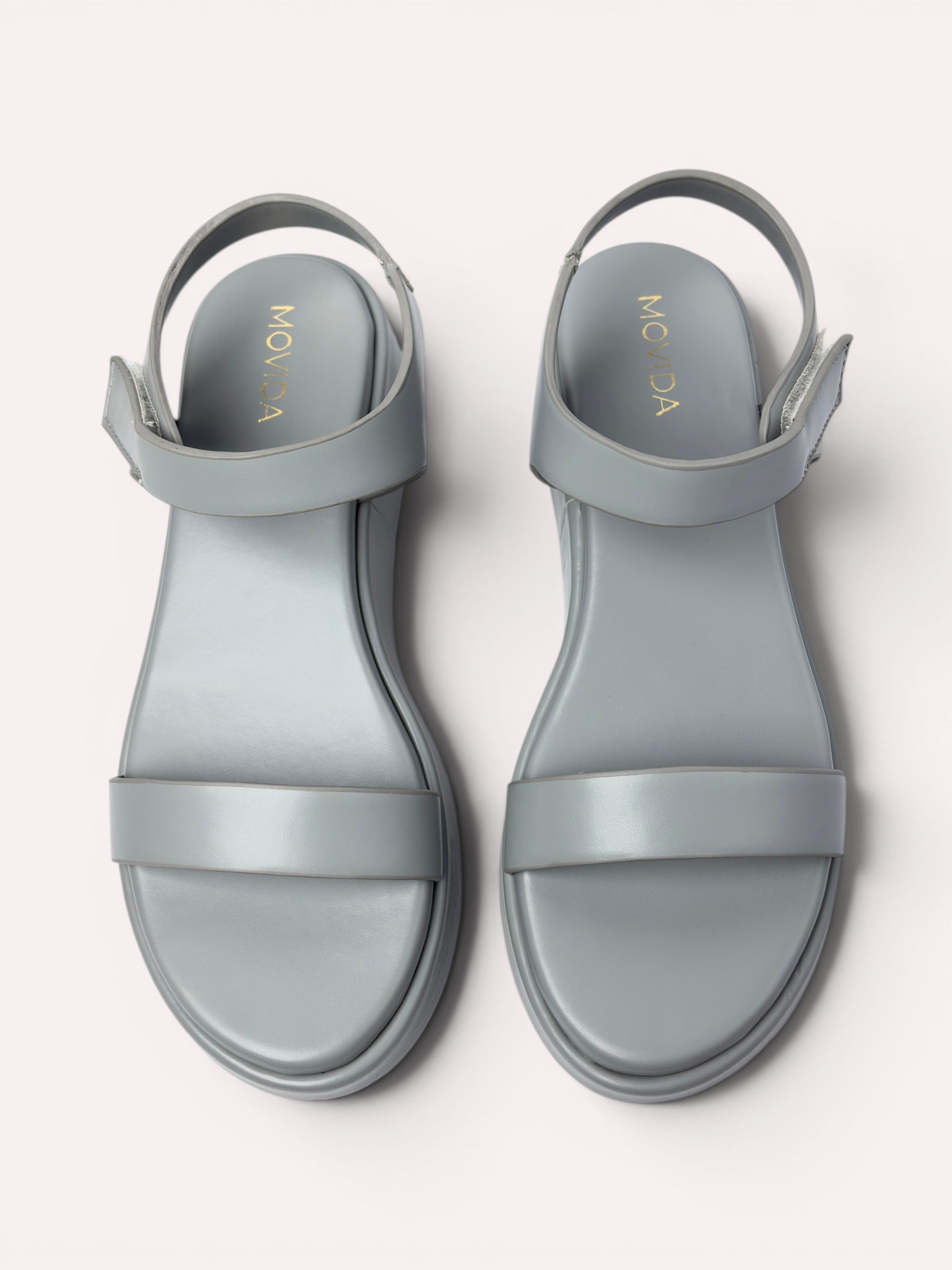 Sage Velcro Strap Flatform Sandal - Light Grey