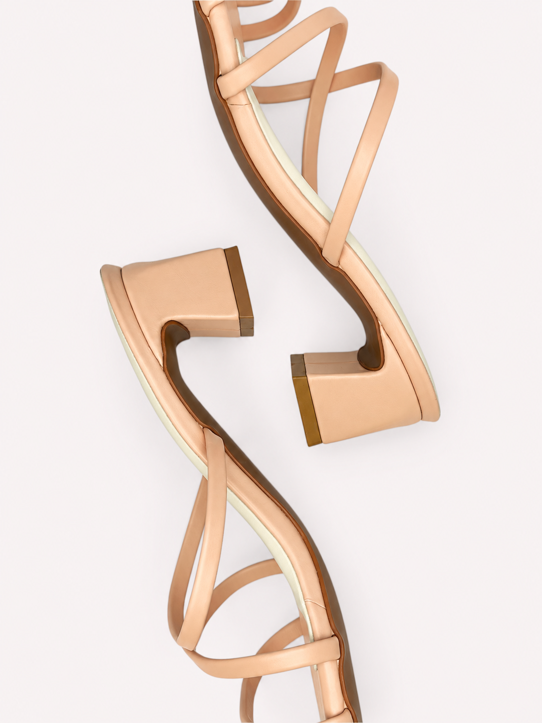 Heel Cross Strap Toe Ring Sandal - Salmon