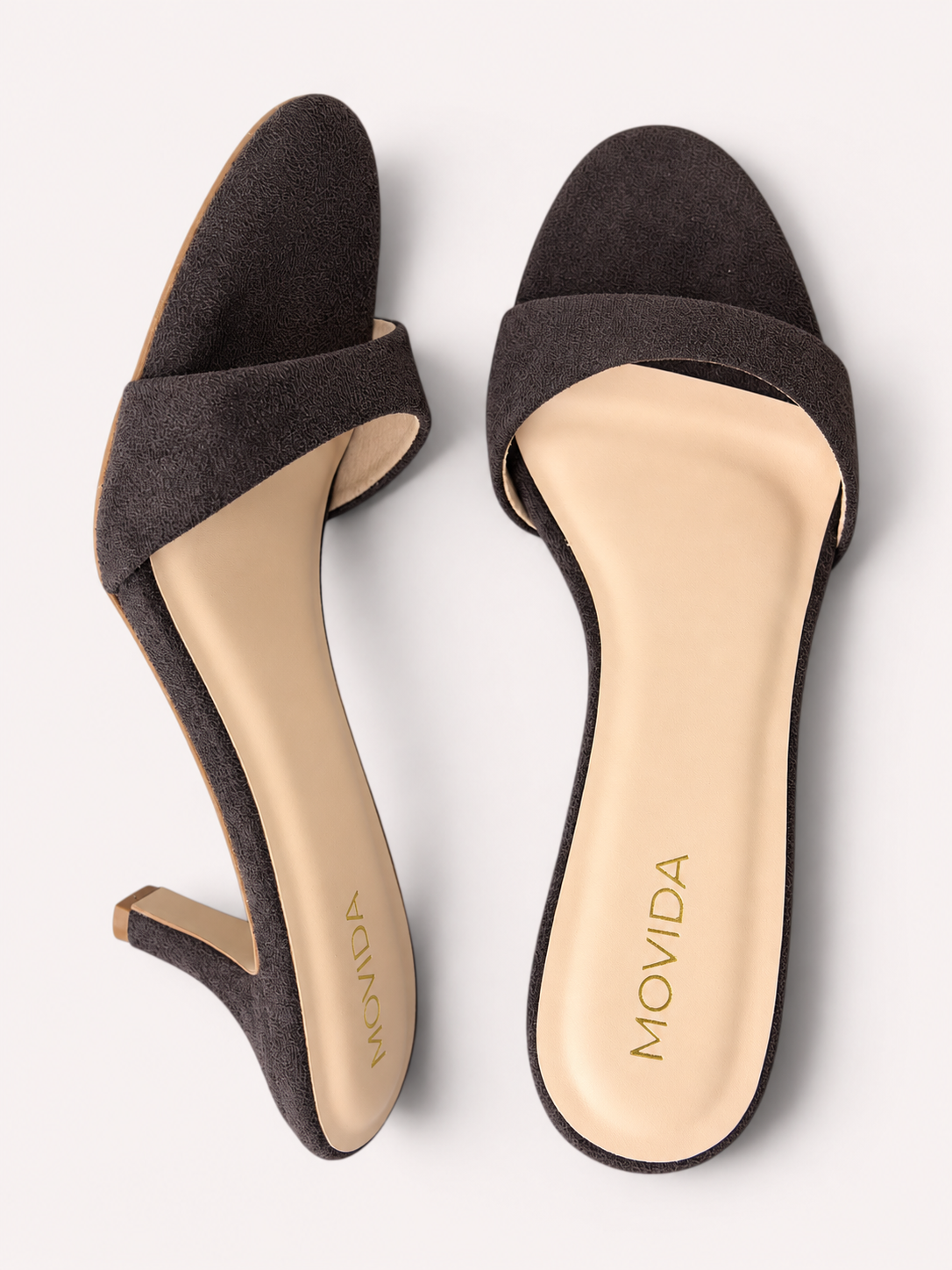 Rosette Suede Single Strap Kitten Heel Mule – Coffee Brown