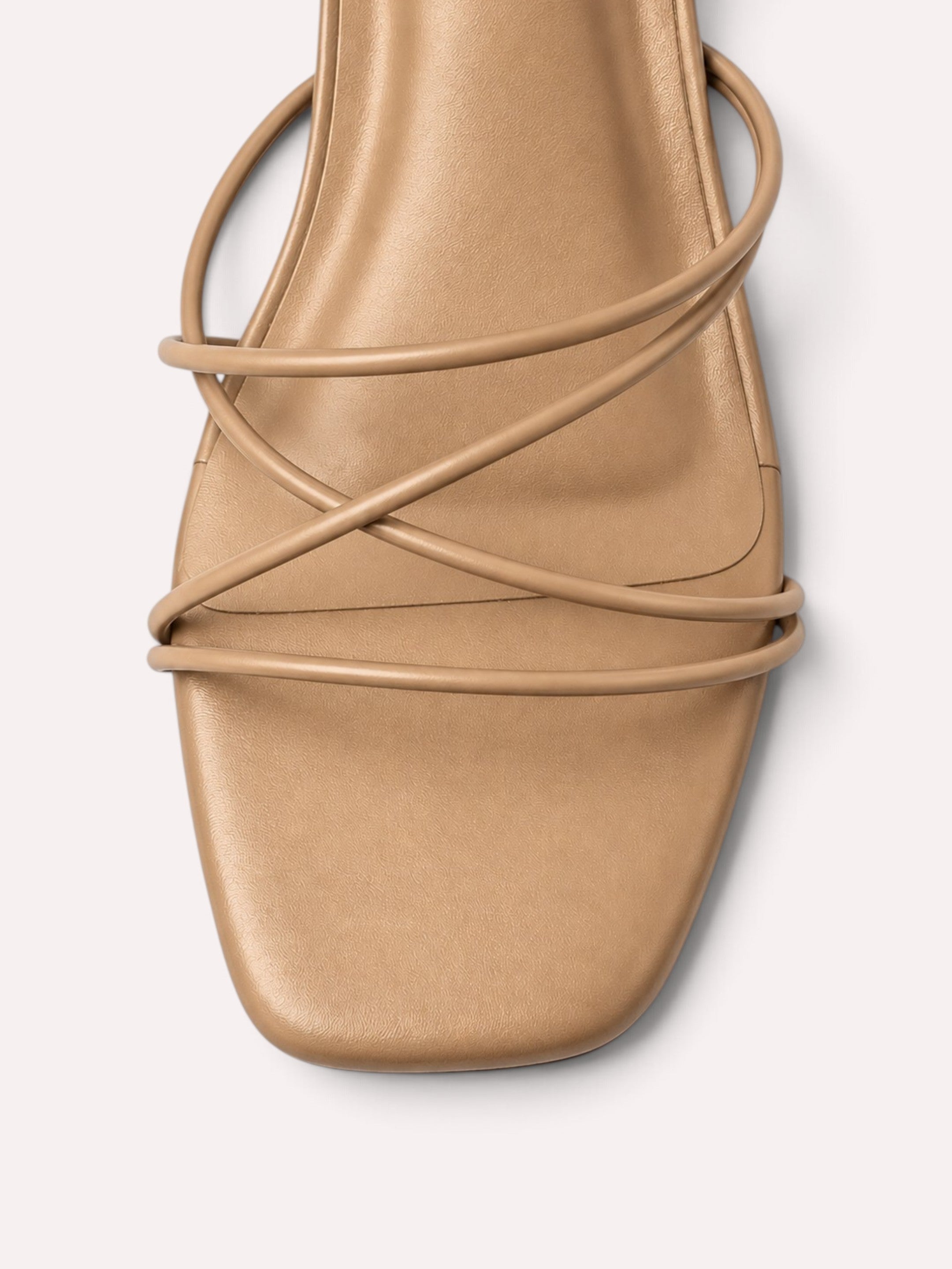 Solana Cross-Strap Flared Block Heel Sandal – Warm Beige