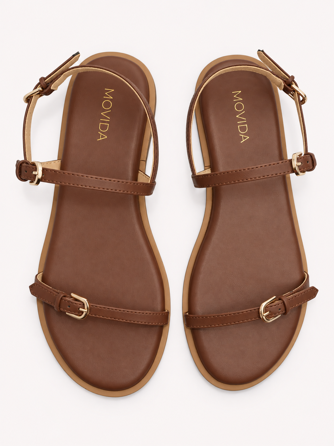 Buckled Flat Strap Sandal - Dark Brown