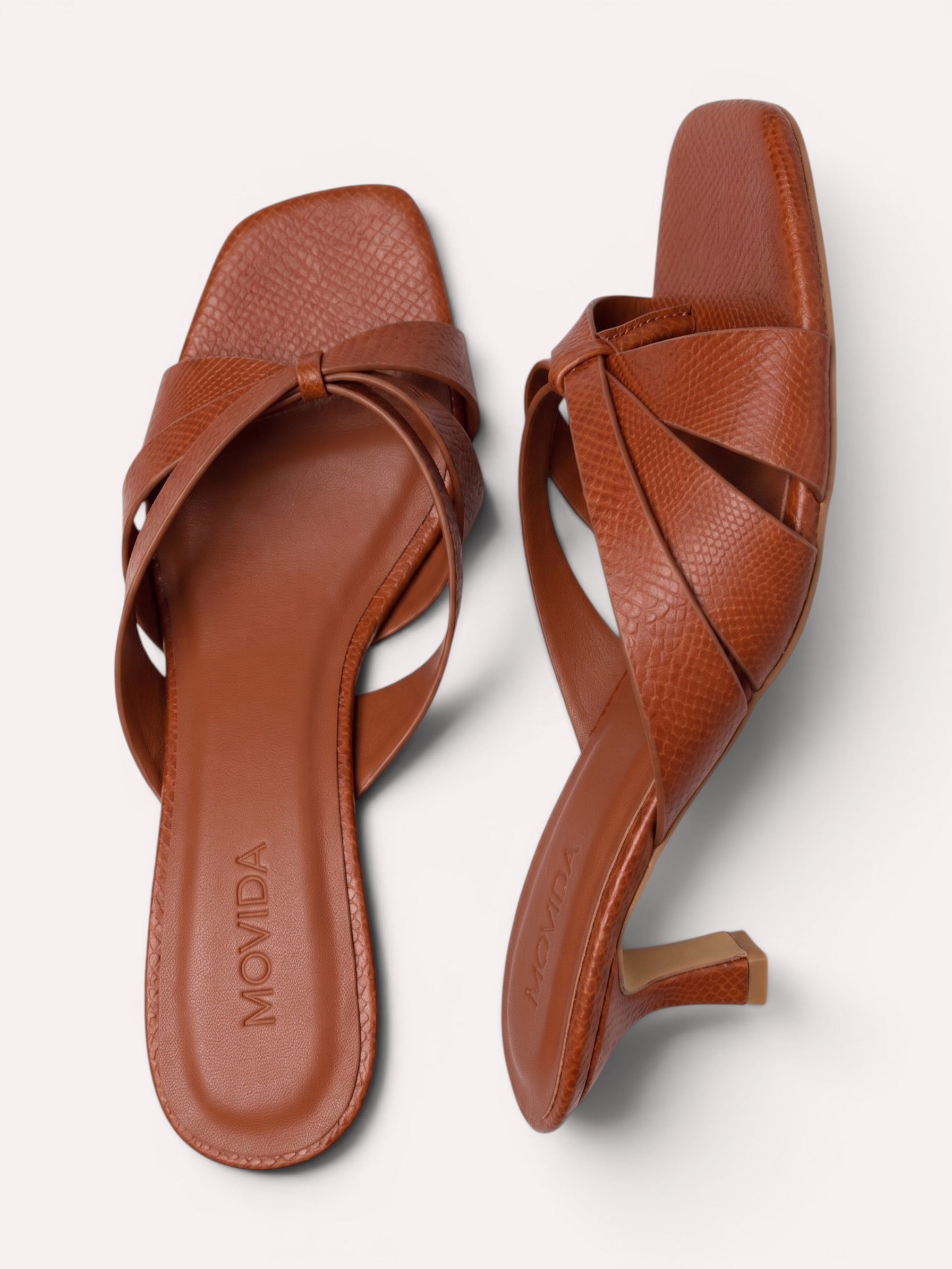 Dune Criss-Cross Spool Kitten Heel Mule – Dark Tan