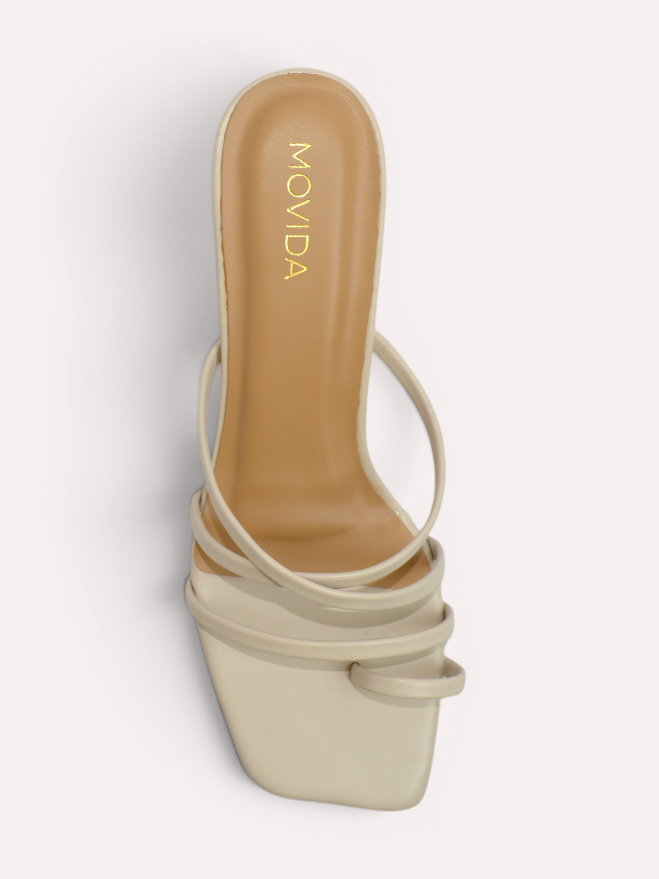 Heel Cross Strap Toe Ring Sandal - Cream