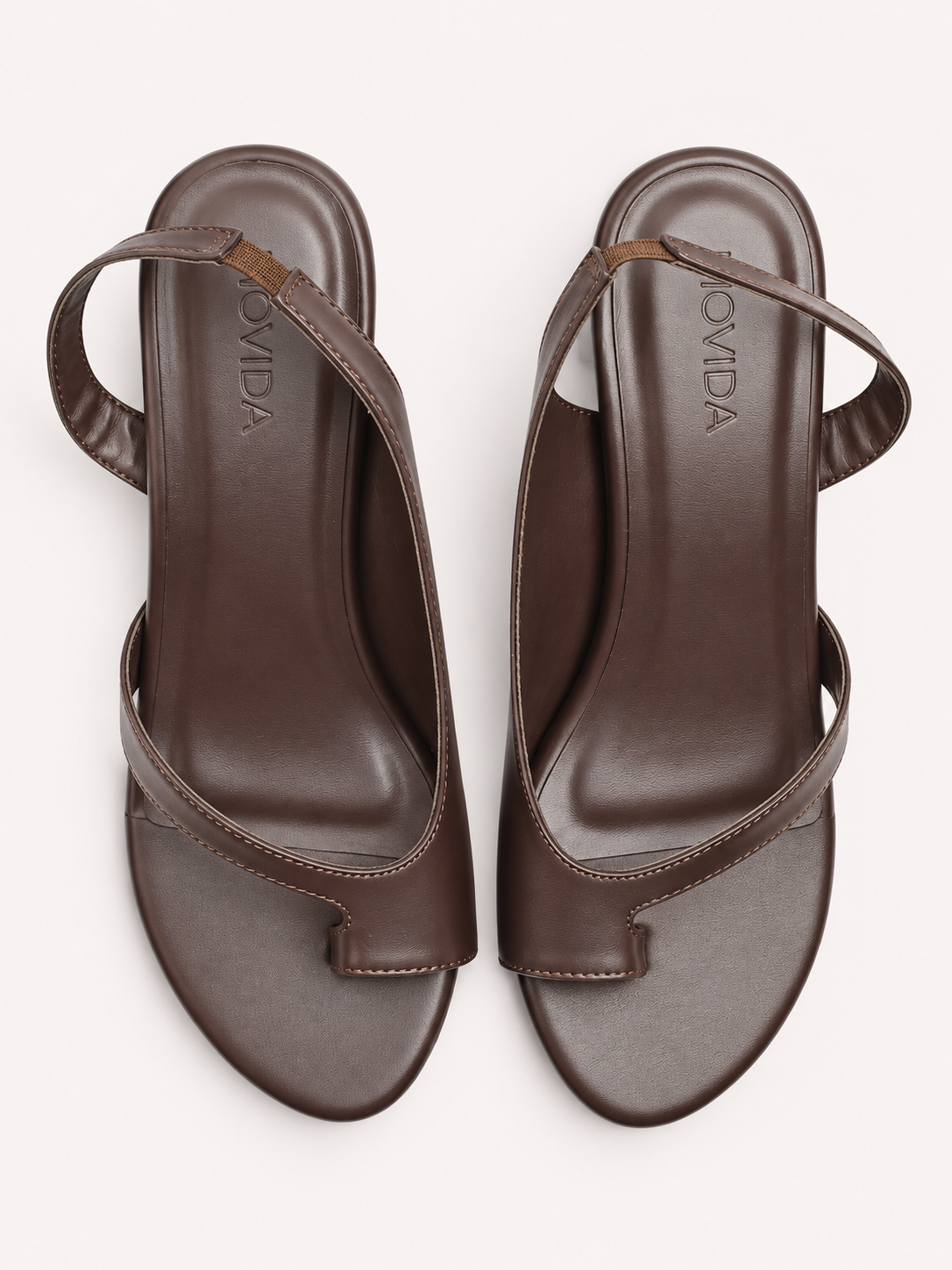 Vera Thong Strap Cone Heel Slingback –Brown