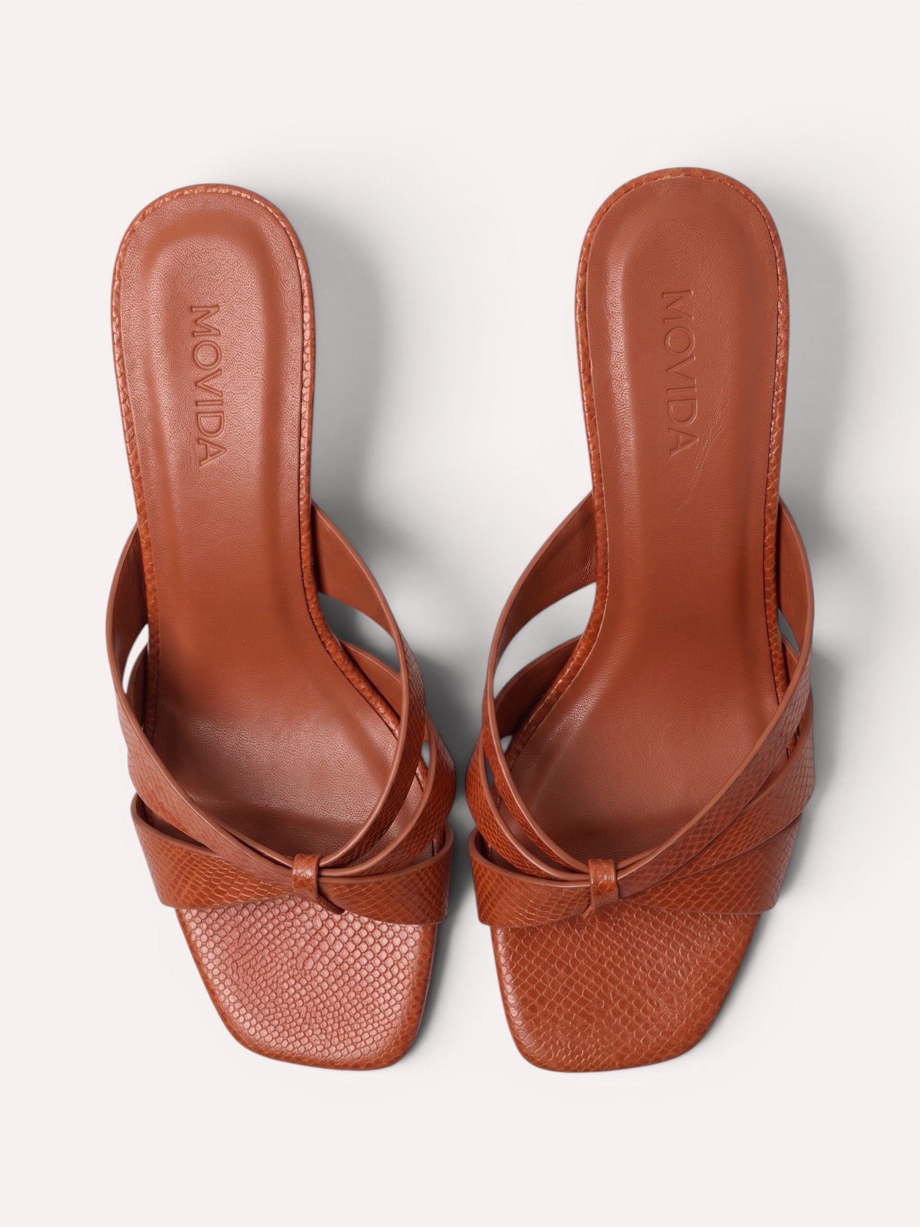 Dune Criss-Cross Spool Kitten Heel Mule – Dark Tan