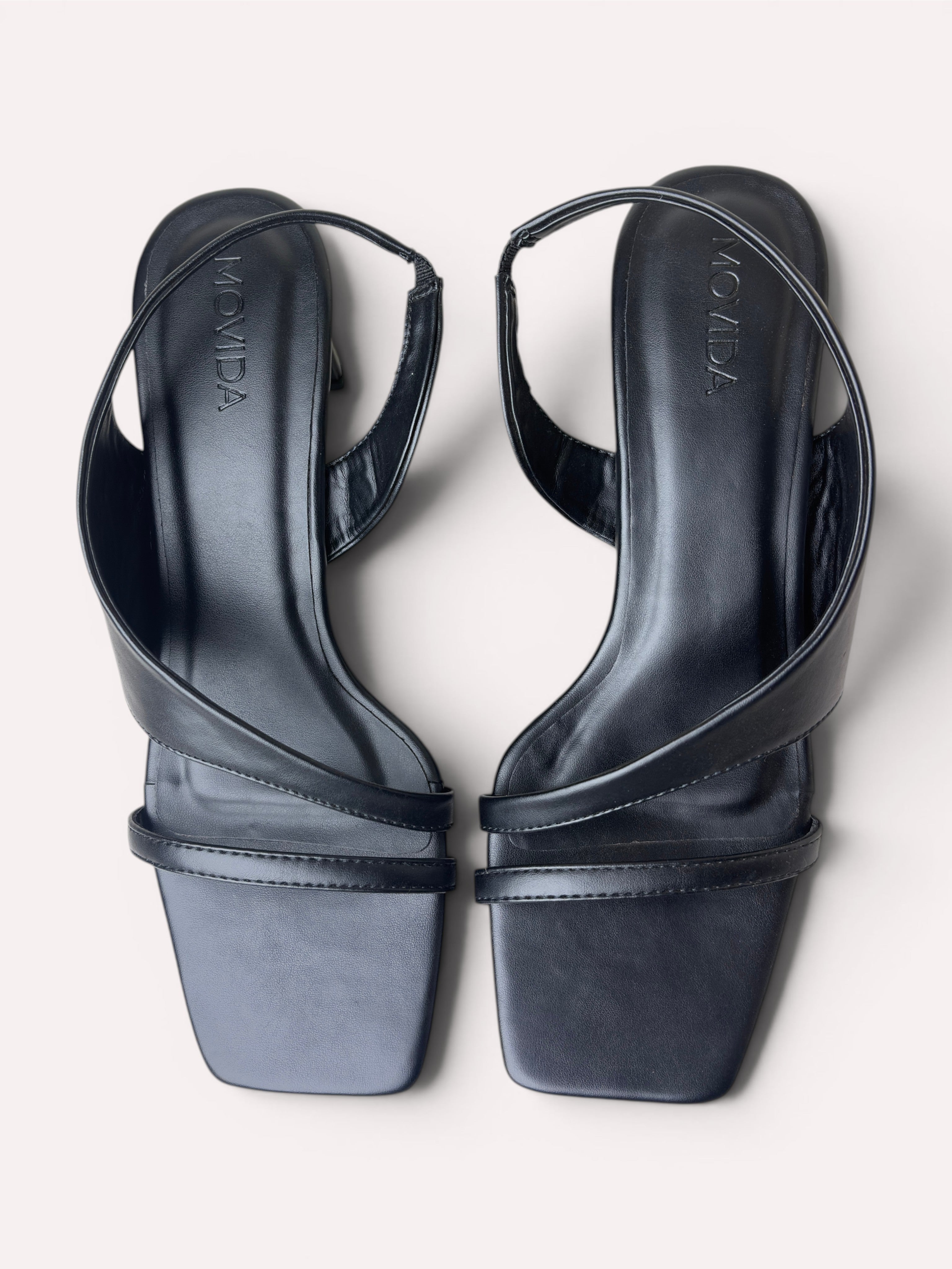 Bianca Cross Strap Cylinder Heel Slingback – Black