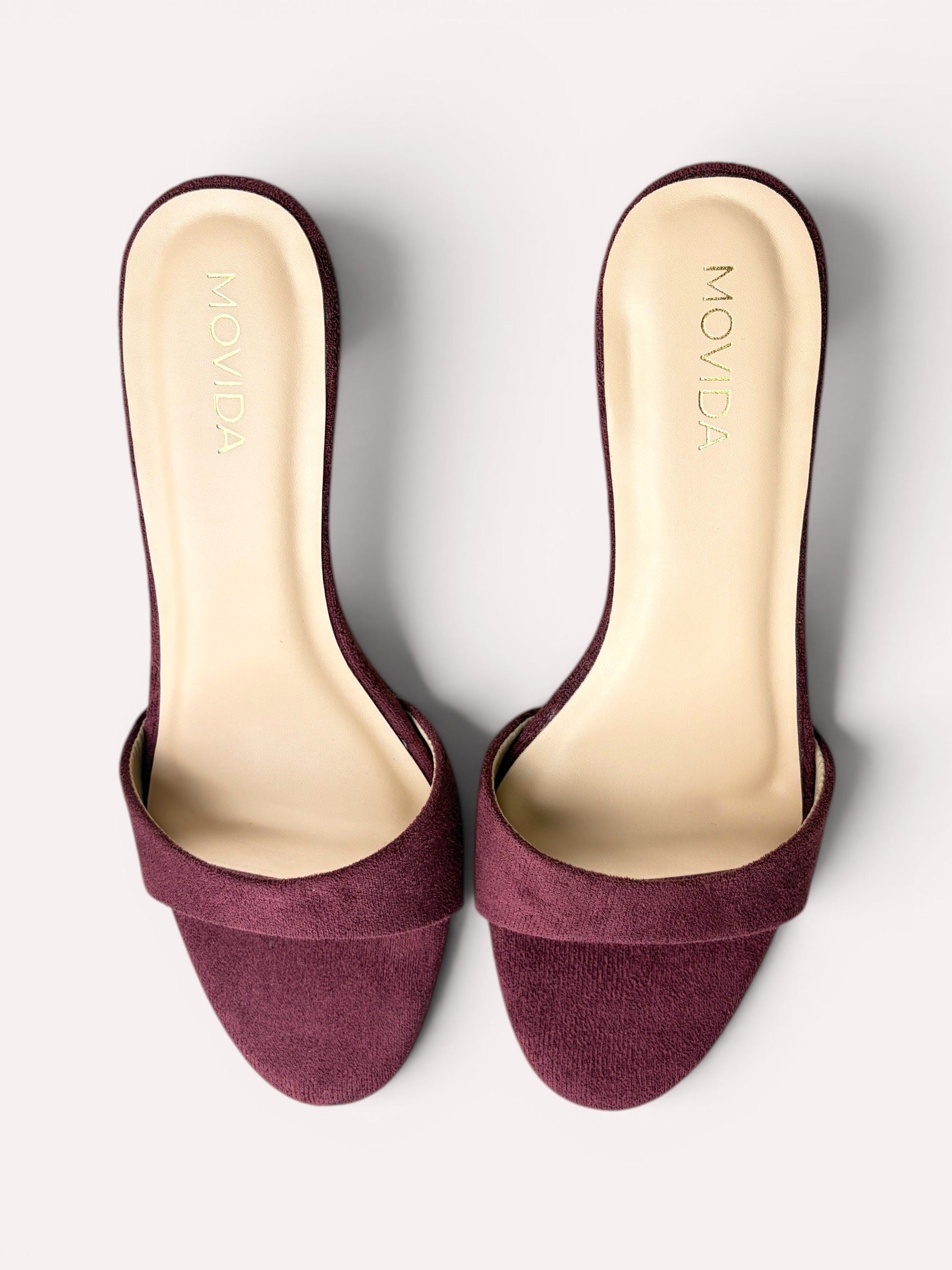 Rosette Suede Single Strap Kitten Heel Mule – Maroon