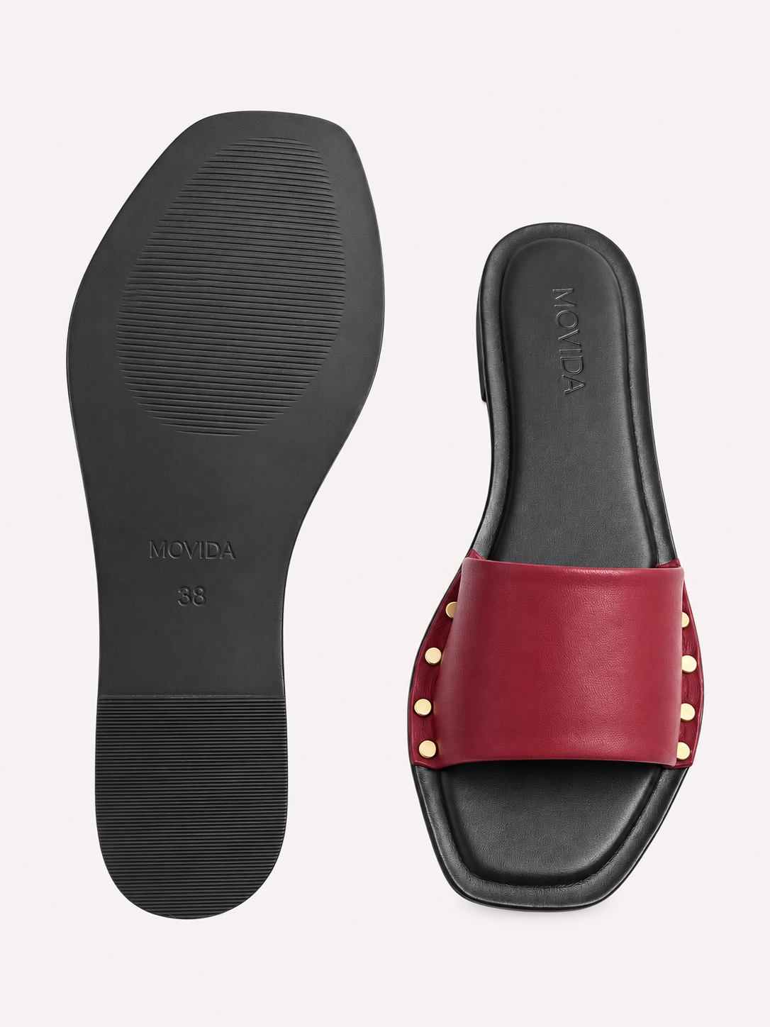 Kira Stud Flat Slide – Maroon