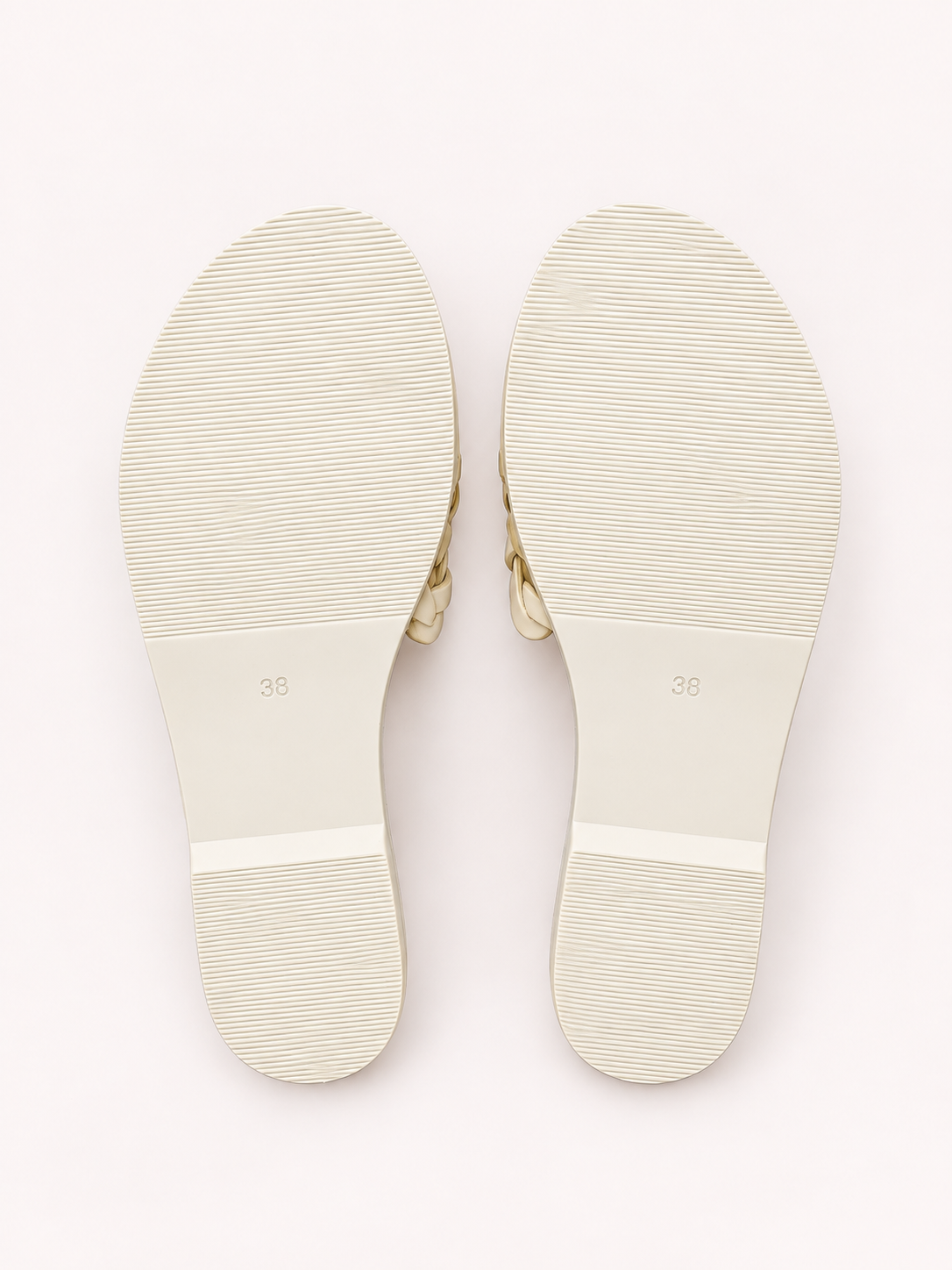 Tresse Braided Flat Slide – Off White – Sole View